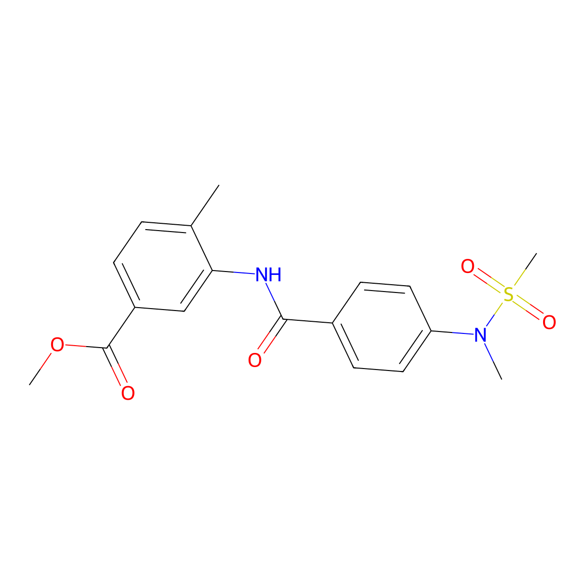 Methyl 4-methyl-3-[({4-[methyl(methylsulfonyl)amino]phenyl}carbonyl)amino]benzoate molecular structure, CAS 694488-49-8