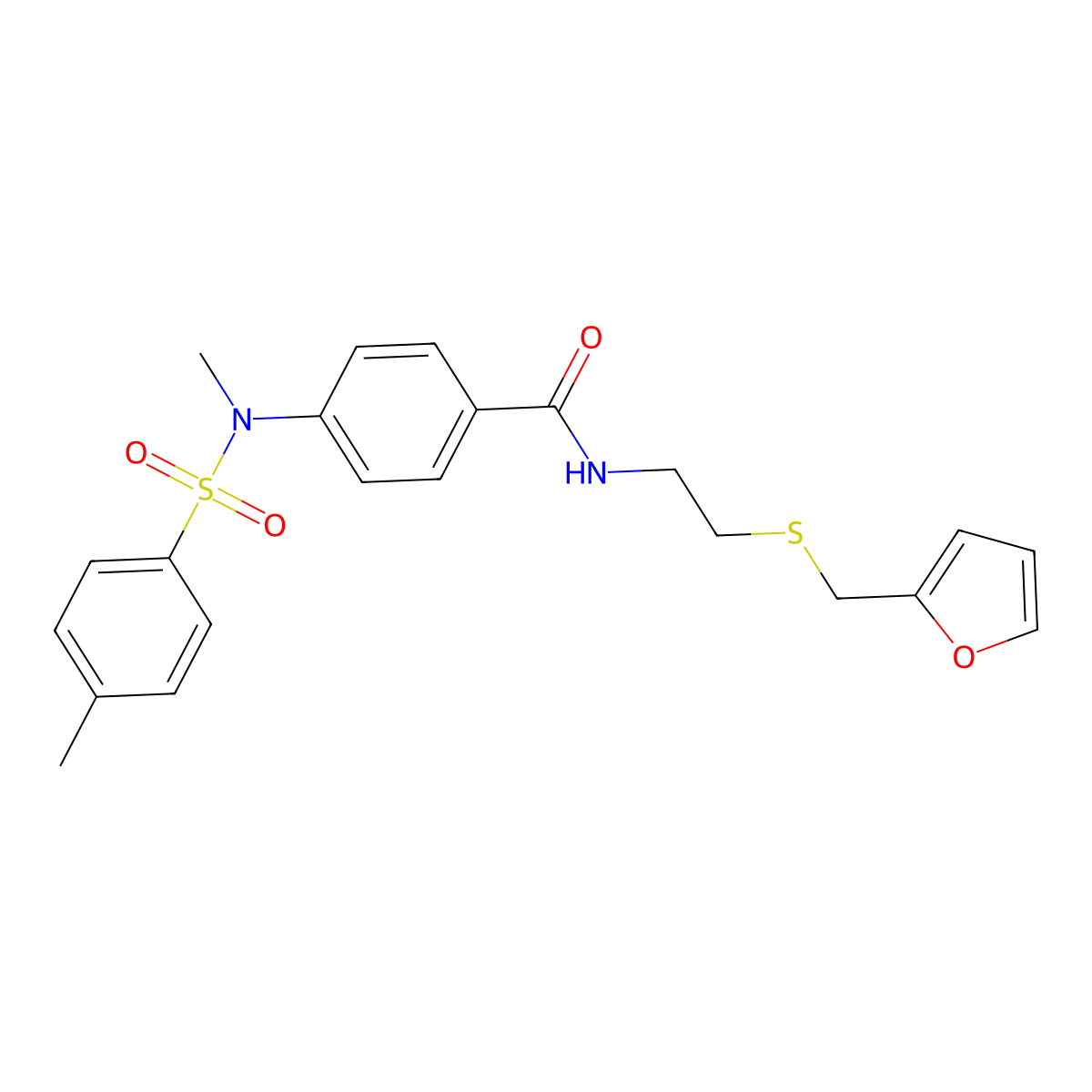 N-[2-(furan-2-ylmethylsulfanyl)ethyl]-4-[methyl-(4-methylphenyl)sulfonylamino]benzamide molecular structure, CAS 694488-56-7