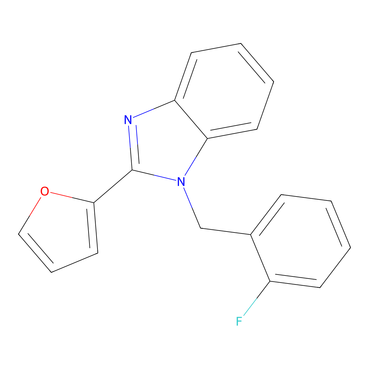 1-[(2-fluorophenyl)methyl]-2-(furan-2-yl)-1H-1,3-benzodiazole molecular structure, CAS 694488-64-7