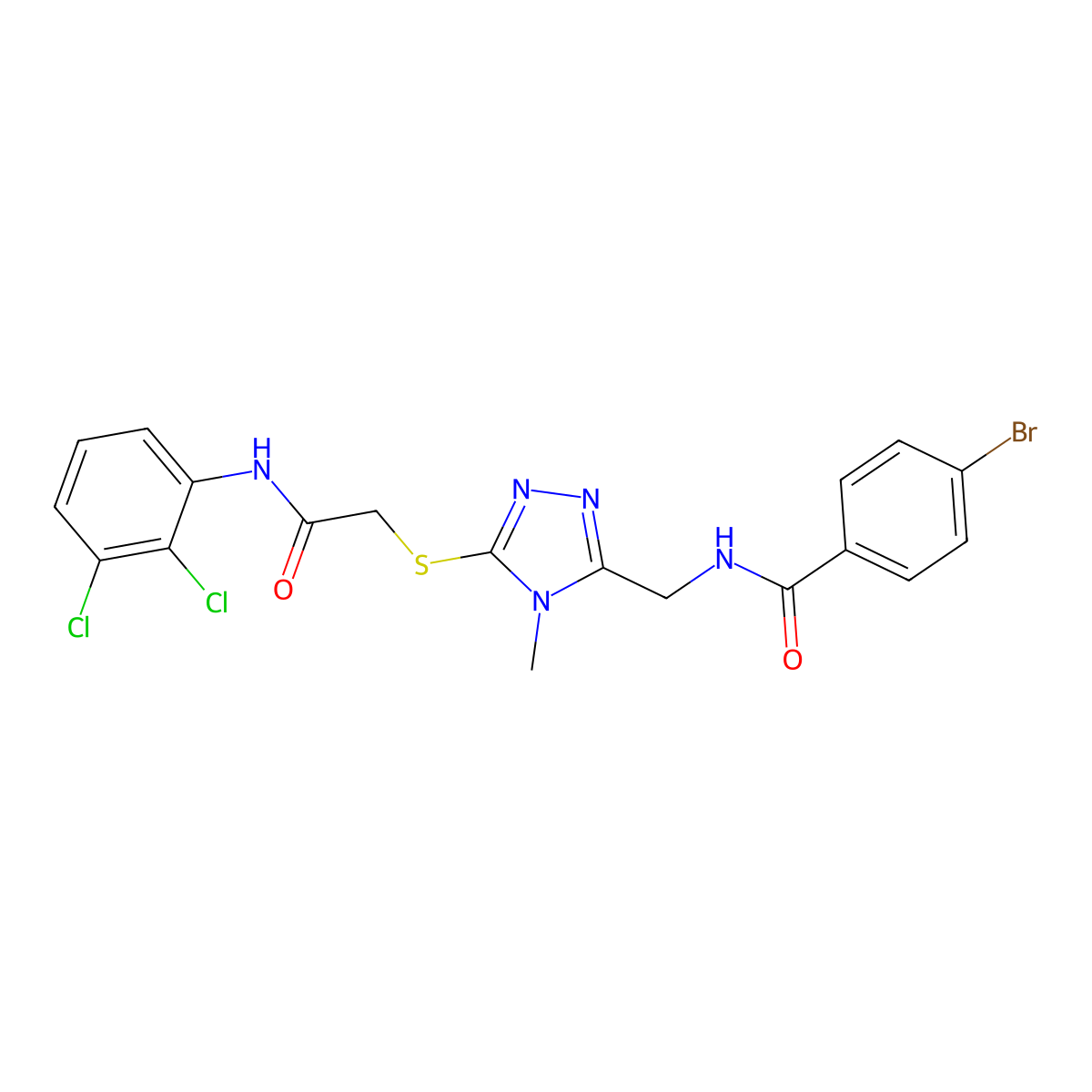 4-bromo-N-[[5-[2-(2,3-dichloroanilino)-2-oxoethyl]sulfanyl-4-methyl-1,2,4-triazol-3-yl]methyl]benzamide molecular structure, CAS 694488-70-5
