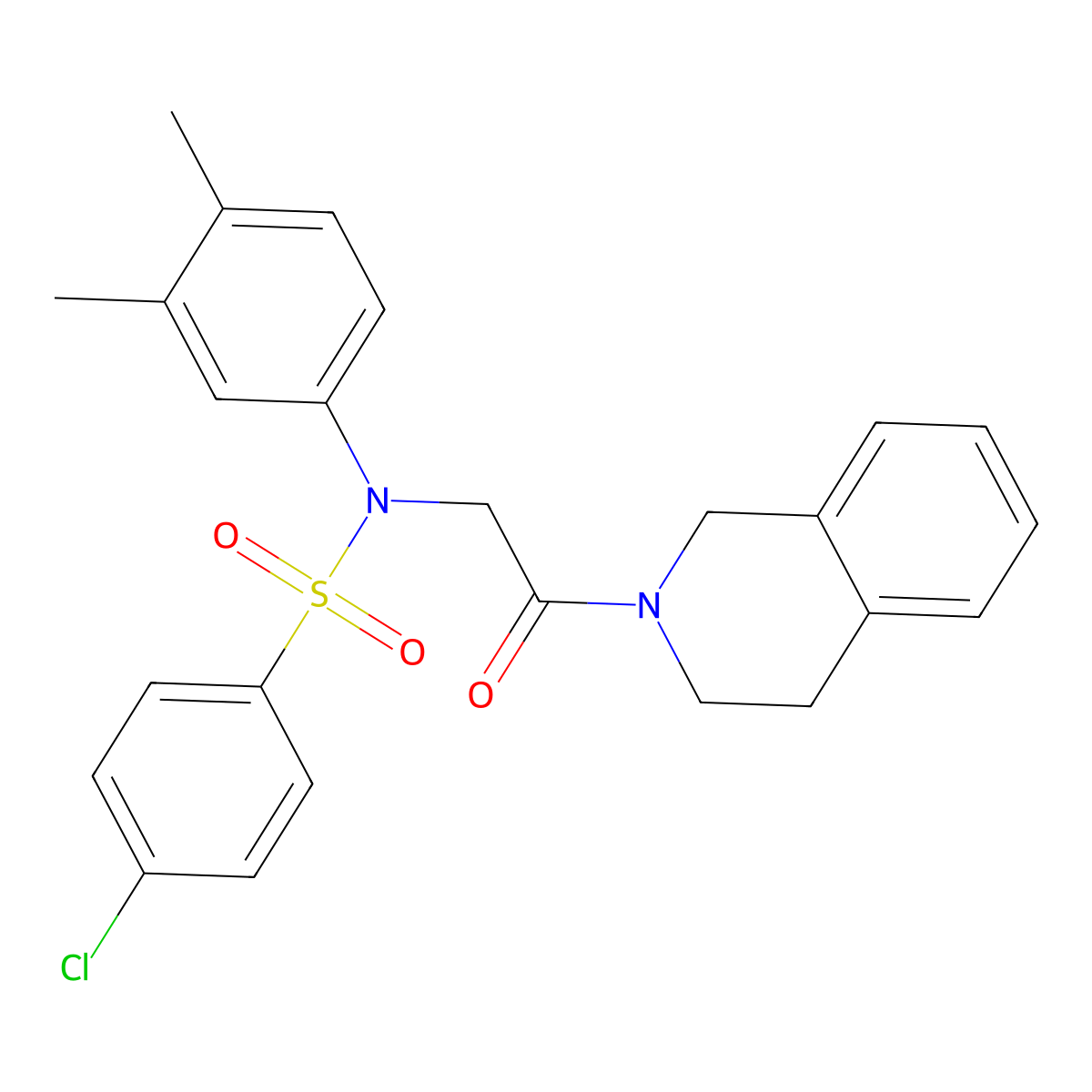 4-chloro-N-[2-(3,4-dihydro-1H-isoquinolin-2-yl)-2-oxoethyl]-N-(3,4-dimethylphenyl)benzenesulfonamide molecular structure, CAS 694488-82-9