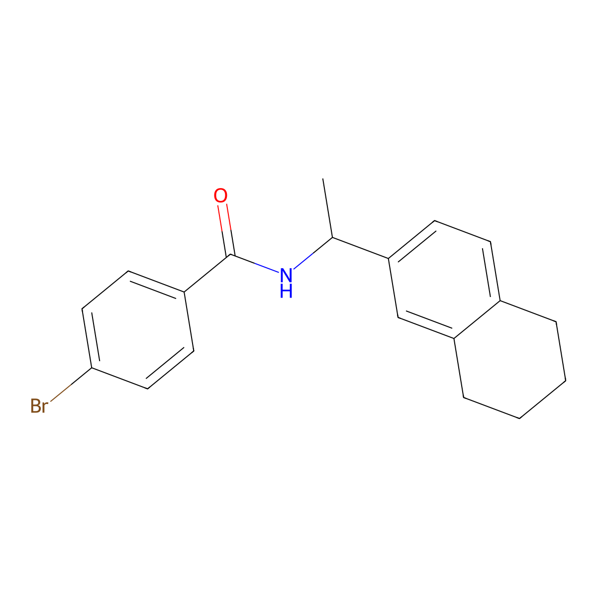 4-bromo-N-[1-(5,6,7,8-tetrahydronaphthalen-2-yl)ethyl]benzamide molecular structure, CAS 694488-97-6