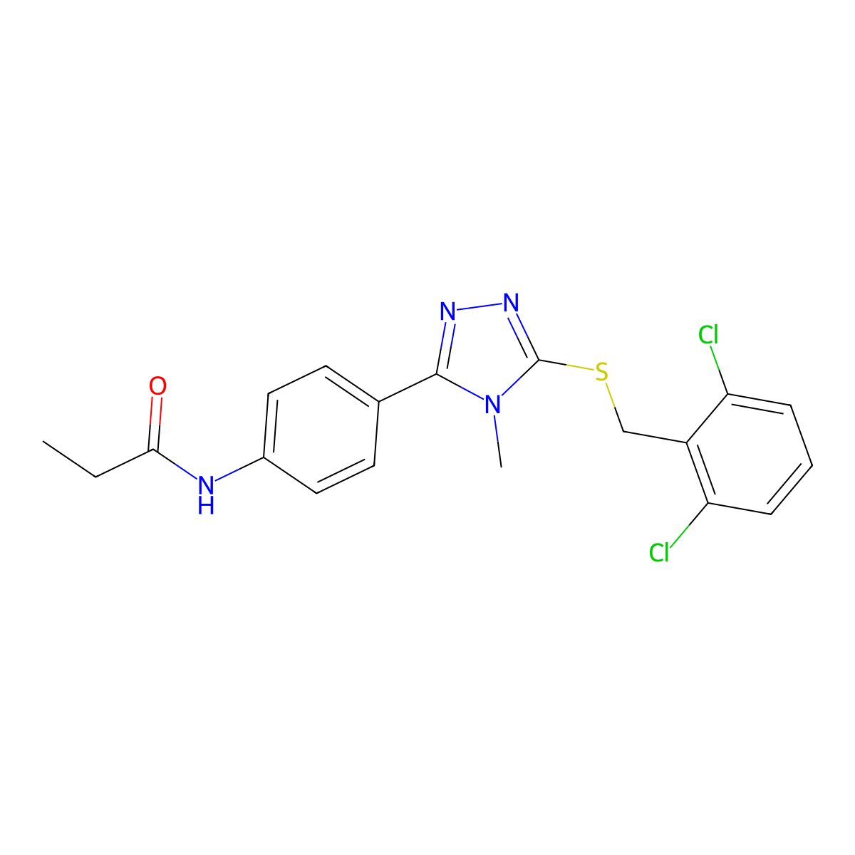 N-[4-[5-[(2,6-dichlorophenyl)methylsulfanyl]-4-methyl-1,2,4-triazol-3-yl]phenyl]propanamide molecular structure, CAS 694488-98-7