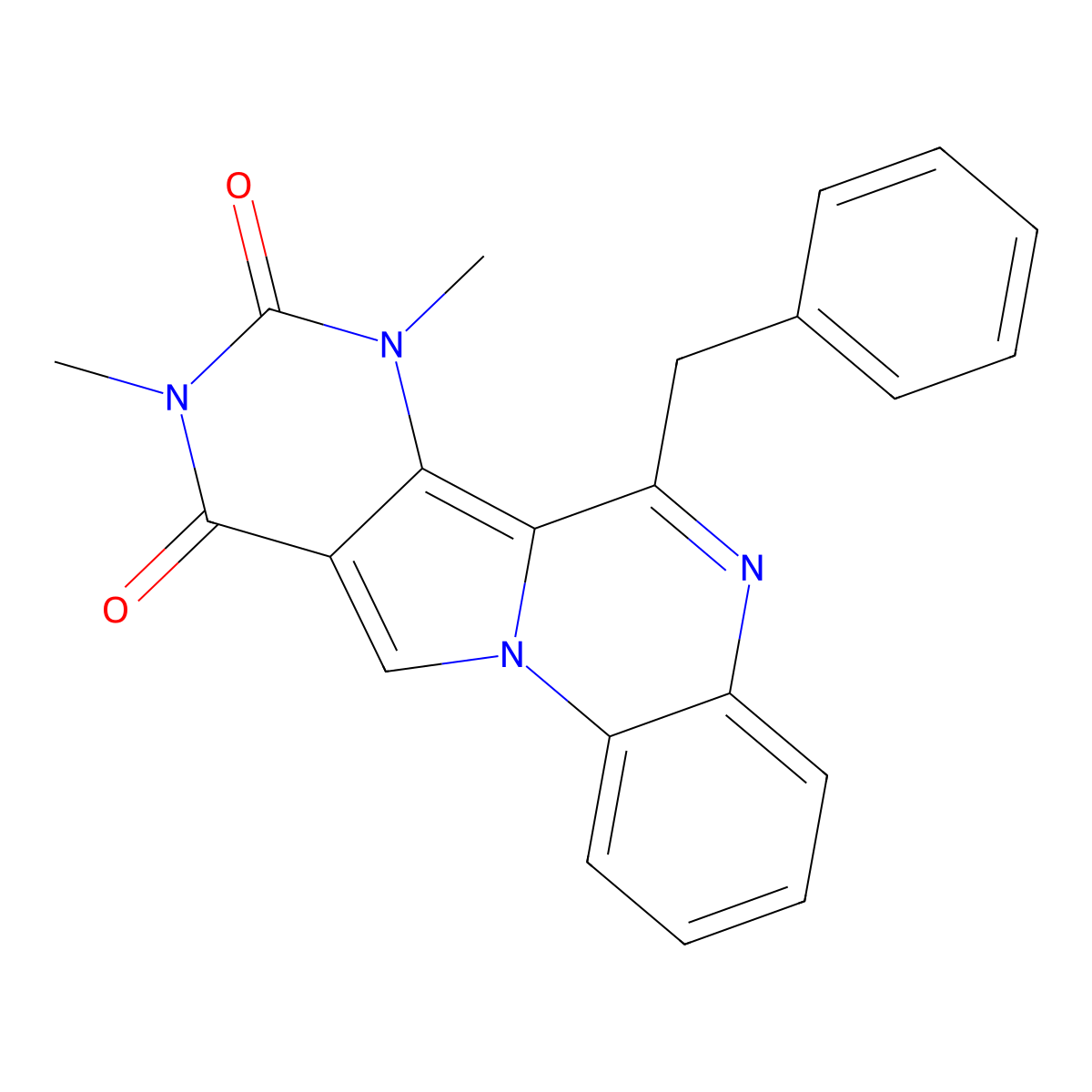 6-benzyl-7,9-dimethylpyrimido[4',5':3,4]pyrrolo[1,2-a]quinoxaline-8,10(7H,9H)-dione molecular structure, CAS 694496-32-7