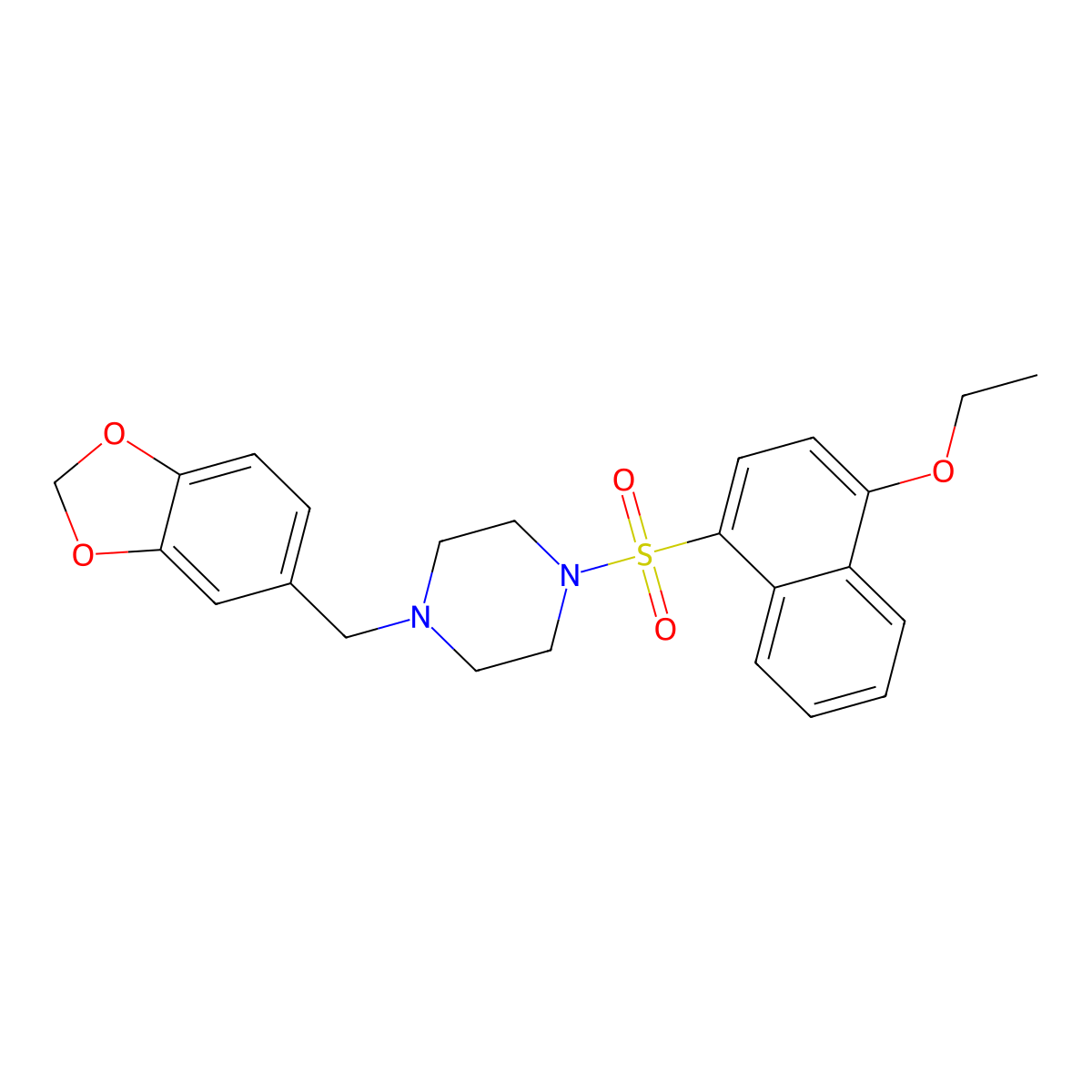 1-(1,3-Benzodioxol-5-ylmethyl)-4-(4-ethoxynaphthalen-1-yl)sulfonylpiperazine molecular structure, CAS 694496-34-9