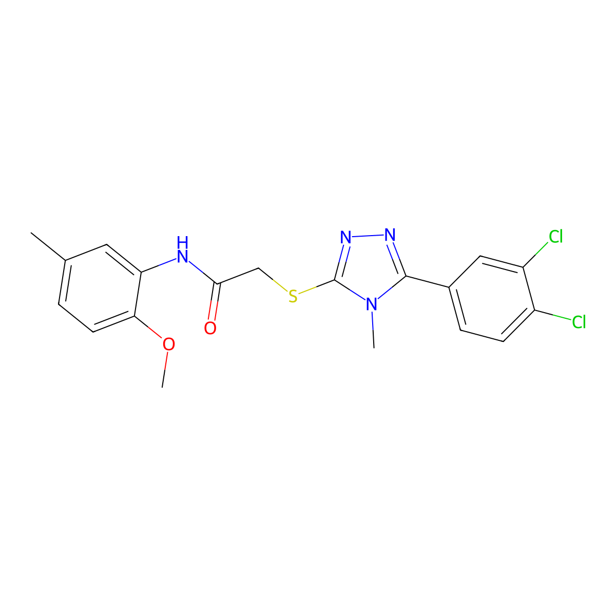 2-[[5-(3,4-dichlorophenyl)-4-methyl-1,2,4-triazol-3-yl]sulfanyl]-N-(2-methoxy-5-methylphenyl)acetamide molecular structure, CAS 694496-39-4