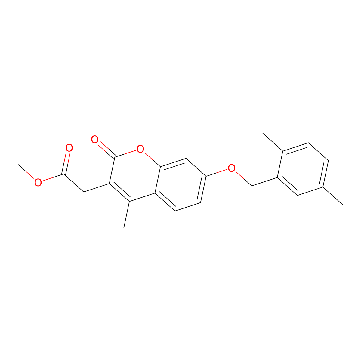 methyl {7-[(2,5-dimethylbenzyl)oxy]-4-methyl-2-oxo-2H-chromen-3-yl}acetate molecular structure, CAS 694496-41-8