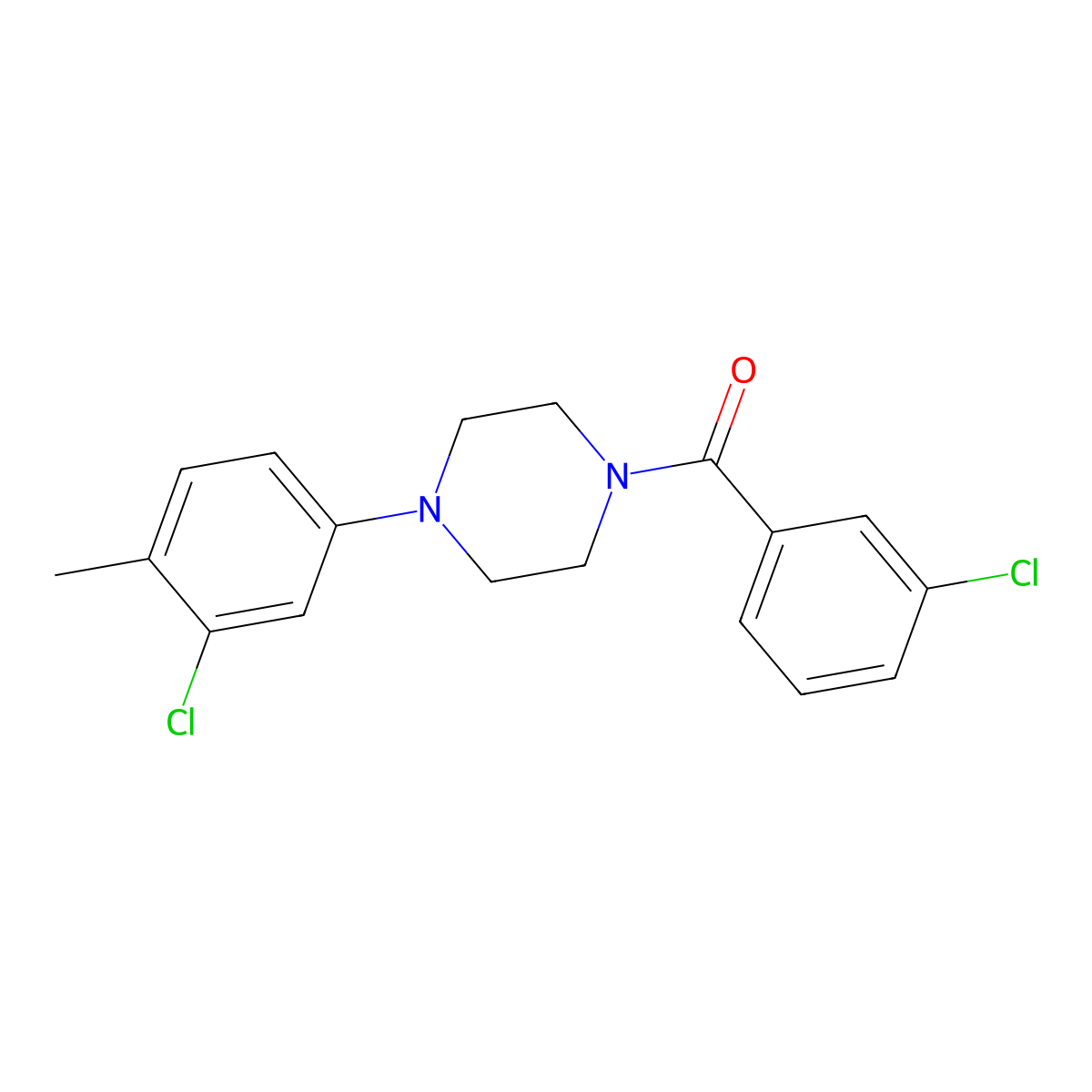 4-(3-Chloro-4-methylphenyl)piperazinyl 3-chlorophenyl ketone molecular structure, CAS 694496-42-9