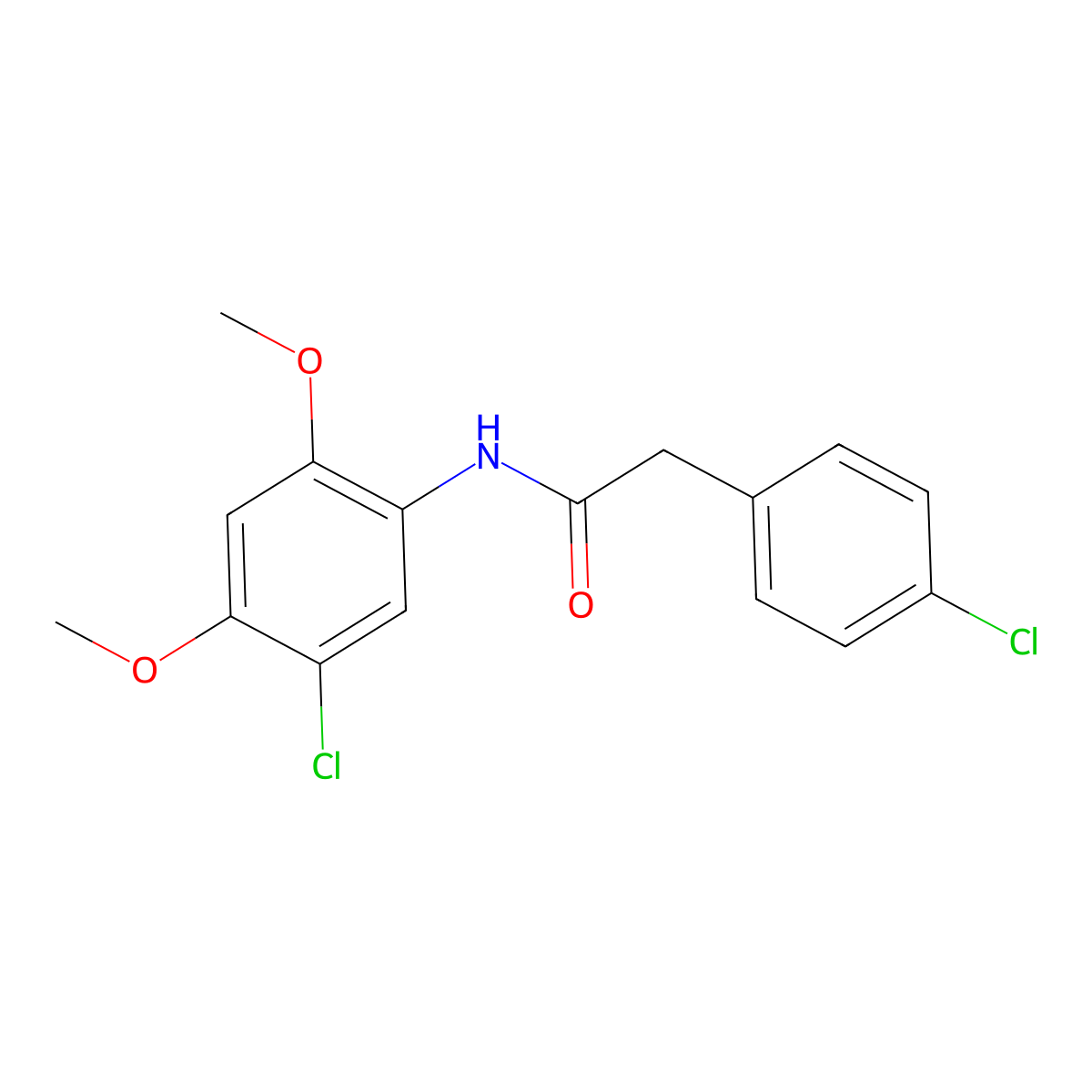 N-(5-chloro-2,4-dimethoxyphenyl)-2-(4-chlorophenyl)acetamide molecular structure, CAS 694496-52-1