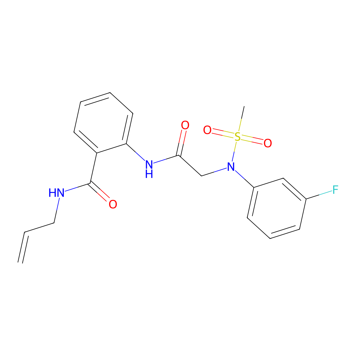 2-[[2-(3-fluoro-N-methylsulfonylanilino)acetyl]amino]-N-prop-2-enylbenzamide molecular structure, CAS 694496-57-6