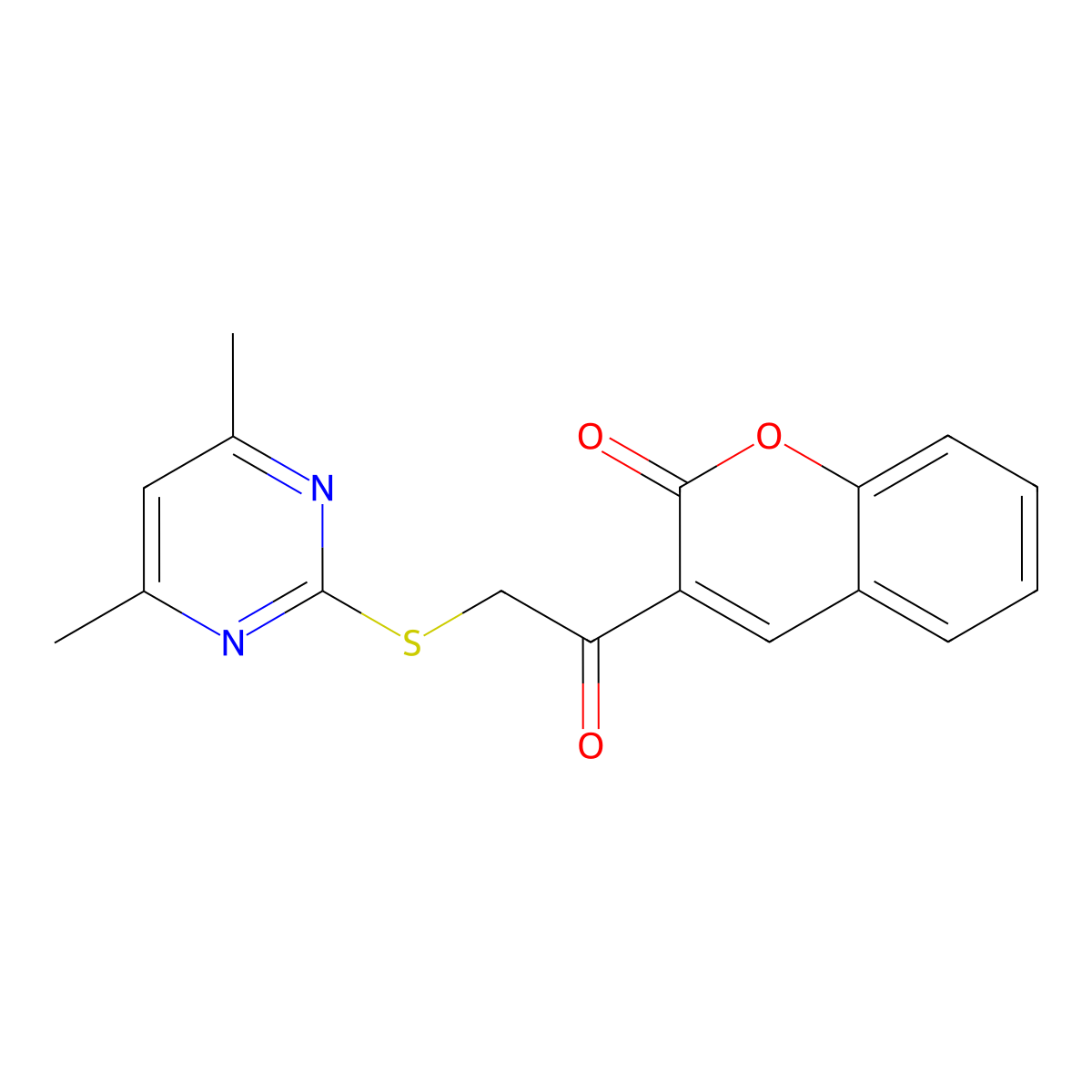 3-[2-(4,6-Dimethylpyrimidin-2-yl)sulfanylacetyl]chromen-2-one molecular structure, CAS 694496-67-8