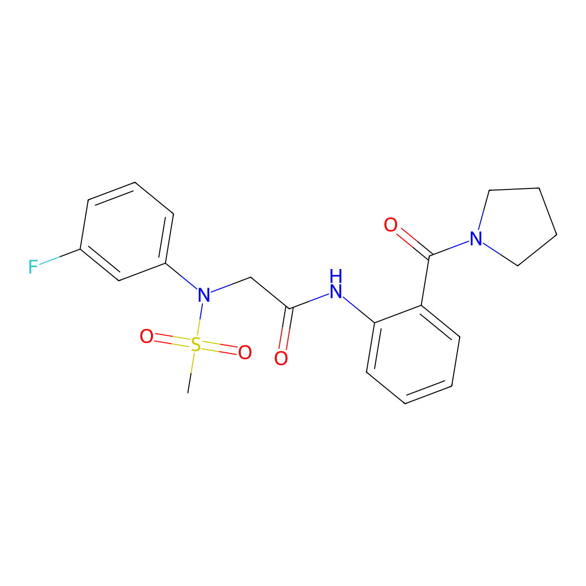 2-(3-fluoro-N-methylsulfonylanilino)-N-[2-(pyrrolidine-1-carbonyl)phenyl]acetamide molecular structure, CAS 694496-69-0