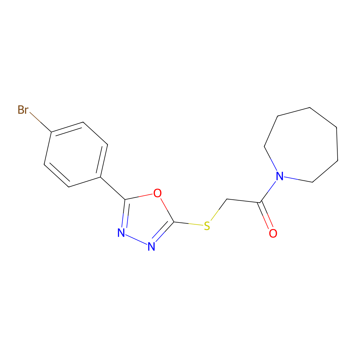 1-(Azepan-1-yl)-2-[[5-(4-bromophenyl)-1,3,4-oxadiazol-2-yl]sulfanyl]ethanone molecular structure, CAS 694496-70-3