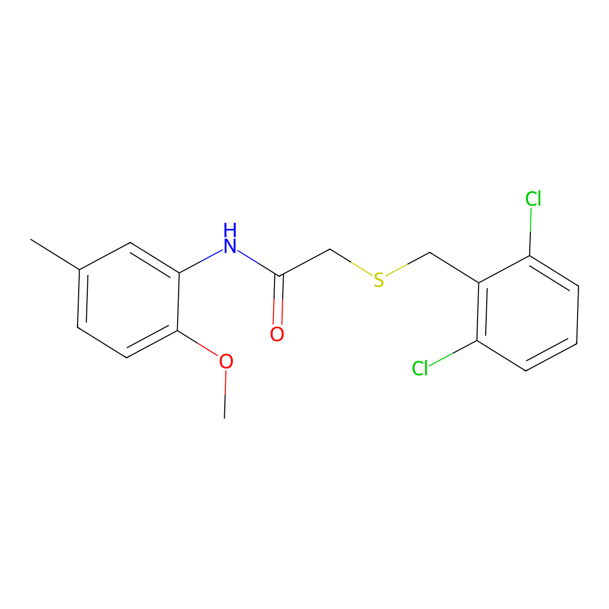 2-[(2,6-dichlorobenzyl)sulfanyl]-N-(2-methoxy-5-methylphenyl)acetamide molecular structure, CAS 694496-74-7