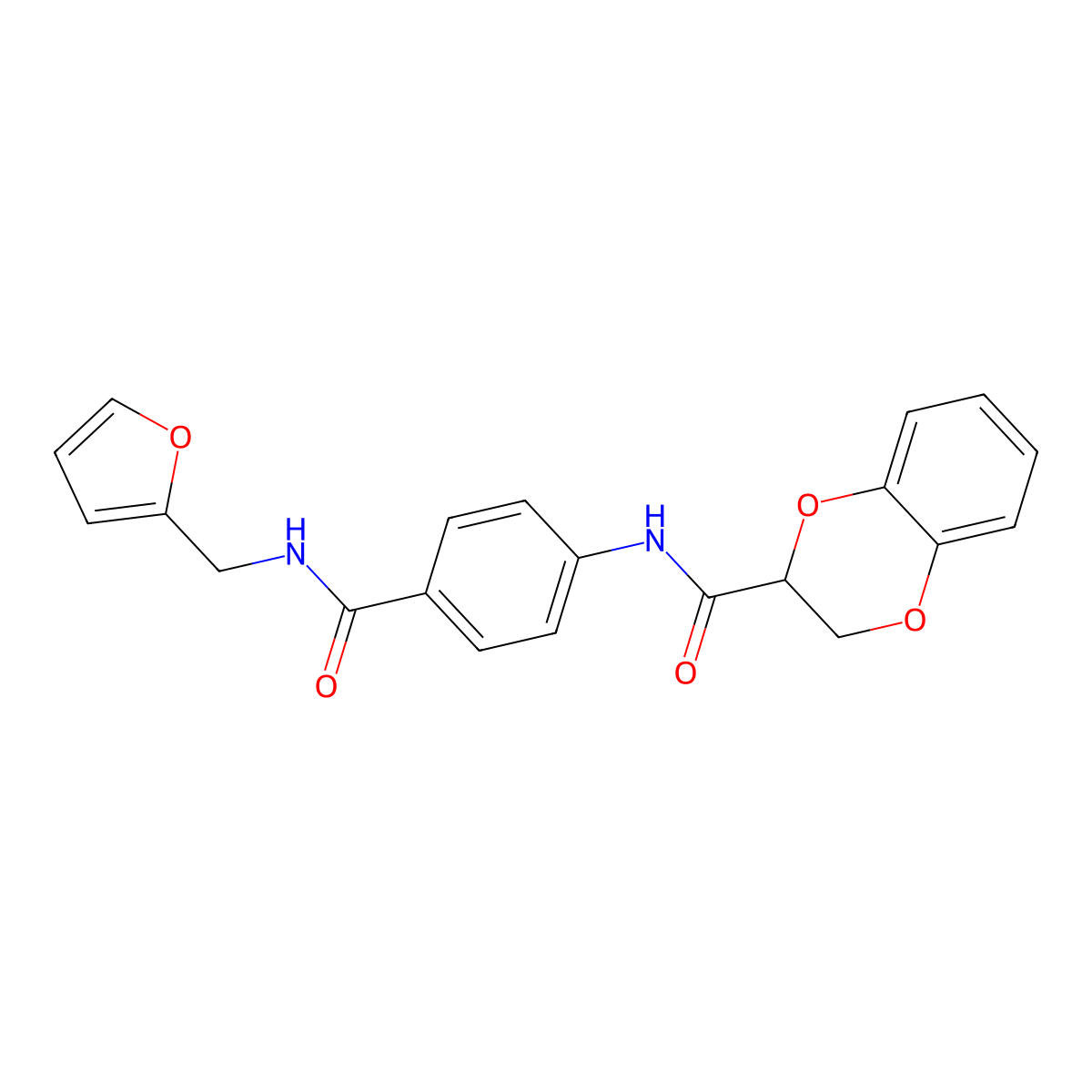 N-[4-(furan-2-ylmethylcarbamoyl)phenyl]-2,3-dihydro-1,4-benzodioxine-3-carboxamide molecular structure, CAS 694496-80-5