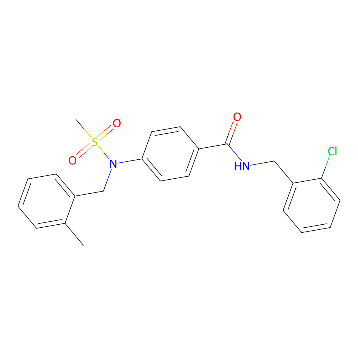 N-(2-chlorobenzyl)-4-[(2-methylbenzyl)(methylsulfonyl)amino]benzamide molecular structure, CAS 694496-82-7