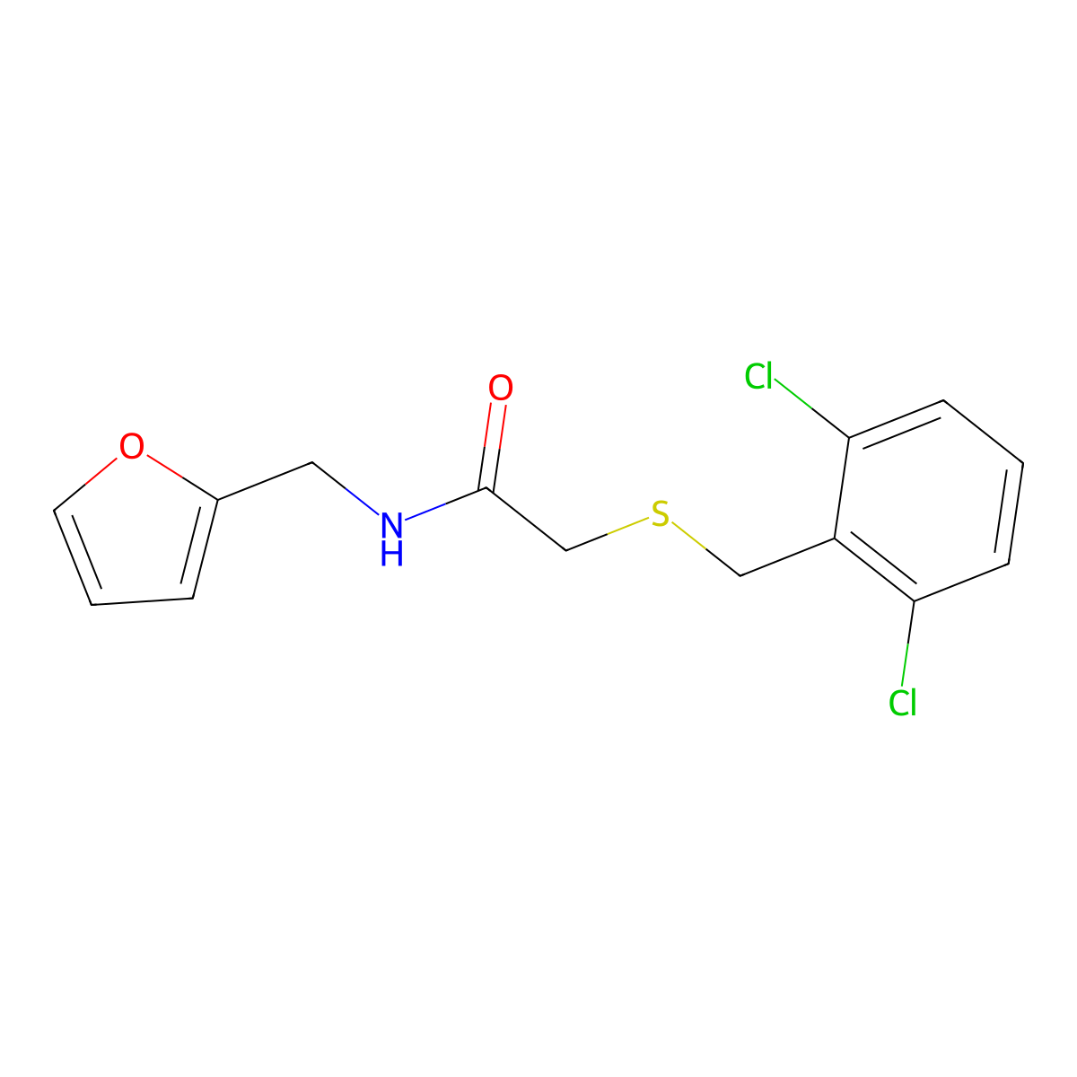 2-(2,6-Dichloro-benzylsulfanyl)-N-furan-2-ylmethyl-acetamide molecular structure, CAS 694497-18-2
