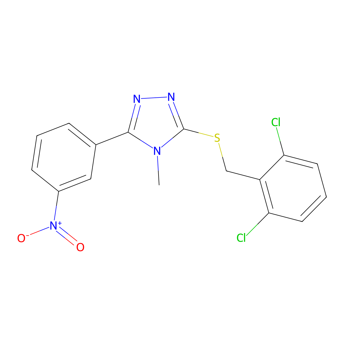 3-[(2,6-Dichlorophenyl)methylsulfanyl]-4-methyl-5-(3-nitrophenyl)-1,2,4-triazole molecular structure, CAS 694497-20-6