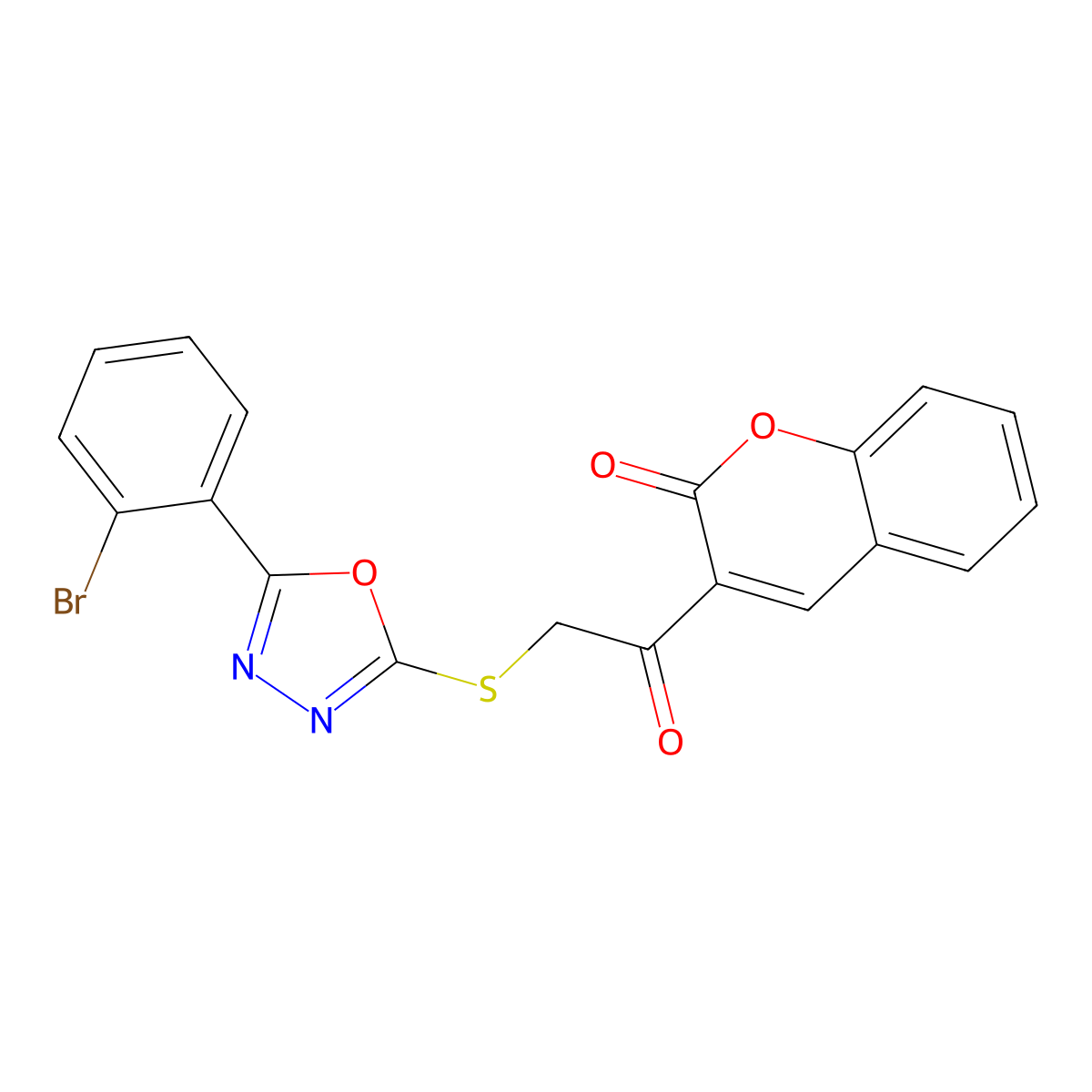 3-[2-[[5-(2-Bromophenyl)-1,3,4-oxadiazol-2-yl]sulfanyl]acetyl]chromen-2-one molecular structure, CAS 694497-26-2