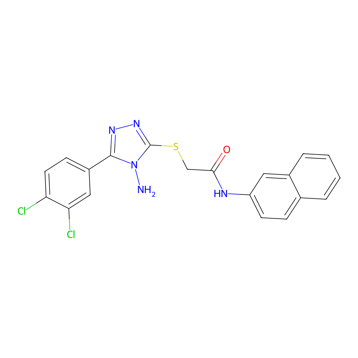 2-[[4-amino-5-(3,4-dichlorophenyl)-1,2,4-triazol-3-yl]sulfanyl]-N-naphthalen-2-ylacetamide molecular structure, CAS 694497-32-0