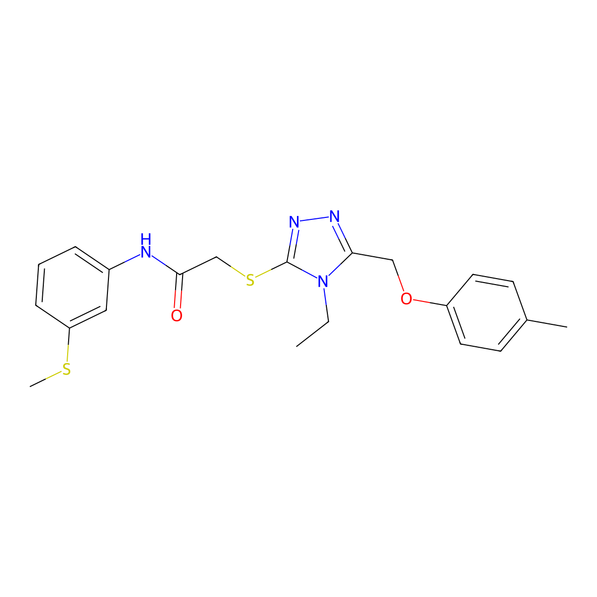 2-({4-ethyl-5-[(4-methylphenoxy)methyl]-4H-1,2,4-triazol-3-yl}sulfanyl)-N-[3-(methylsulfanyl)phenyl]acetamide molecular structure, CAS 694497-46-6