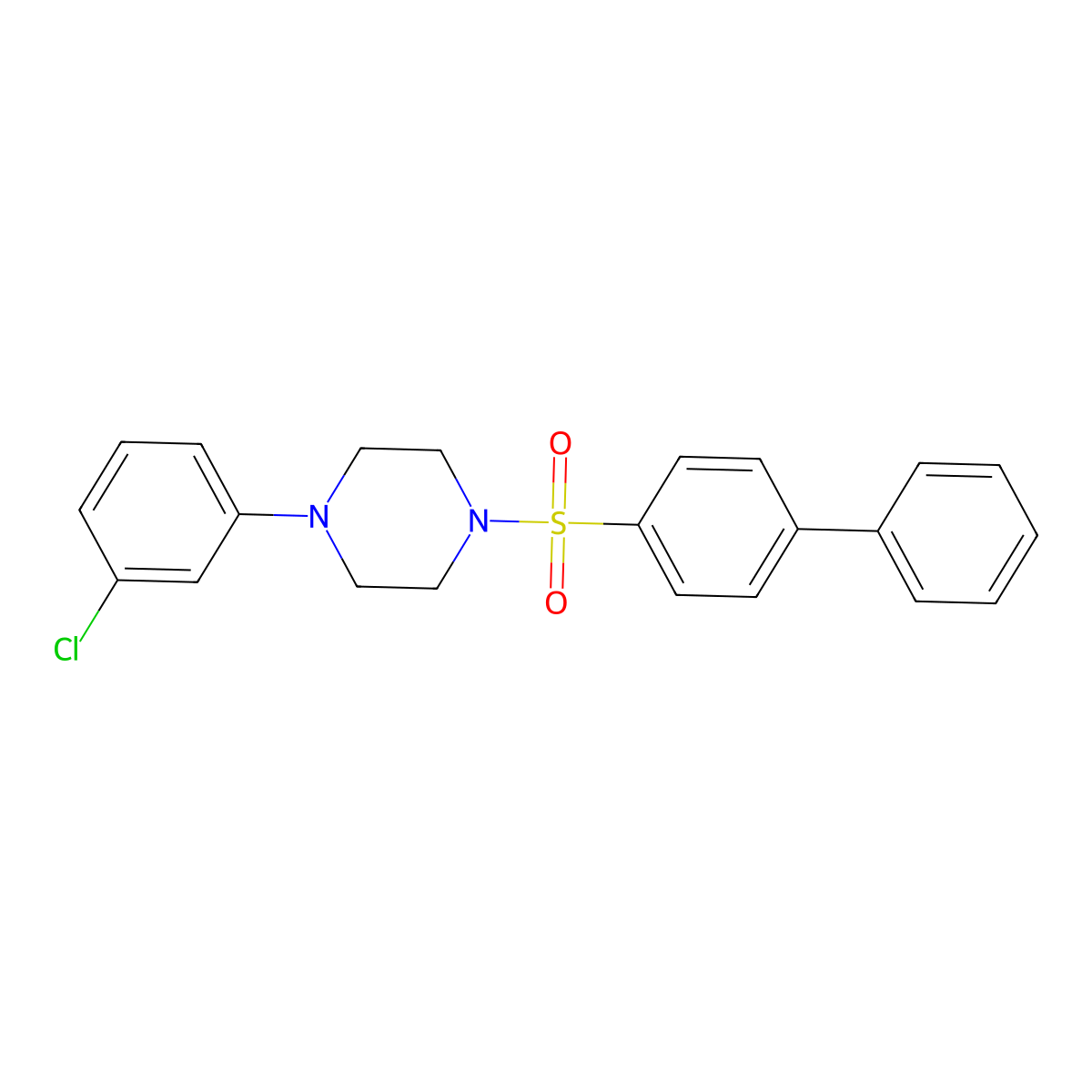 1-{[1,1'-Biphenyl]-4-sulfonyl}-4-(3-chlorophenyl)piperazine molecular structure, CAS 694497-62-6