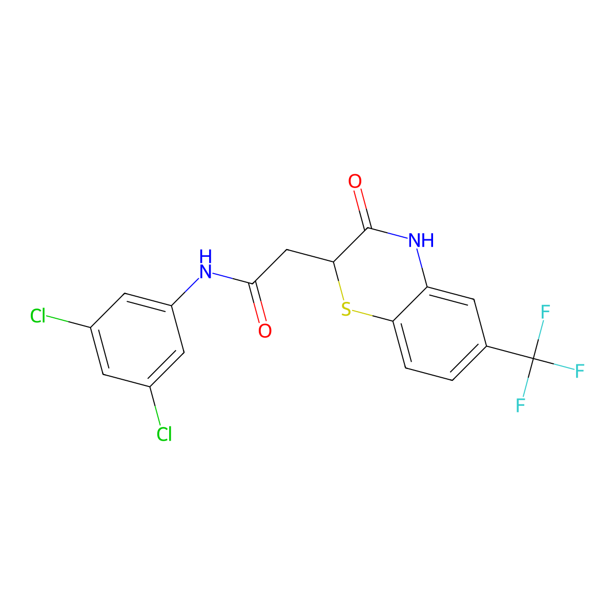 N-(3,5-dichlorophenyl)-2-[3-oxo-6-(trifluoromethyl)-3,4-dihydro-2H-1,4-benzothiazin-2-yl]acetamide molecular structure, CAS 694498-44-7