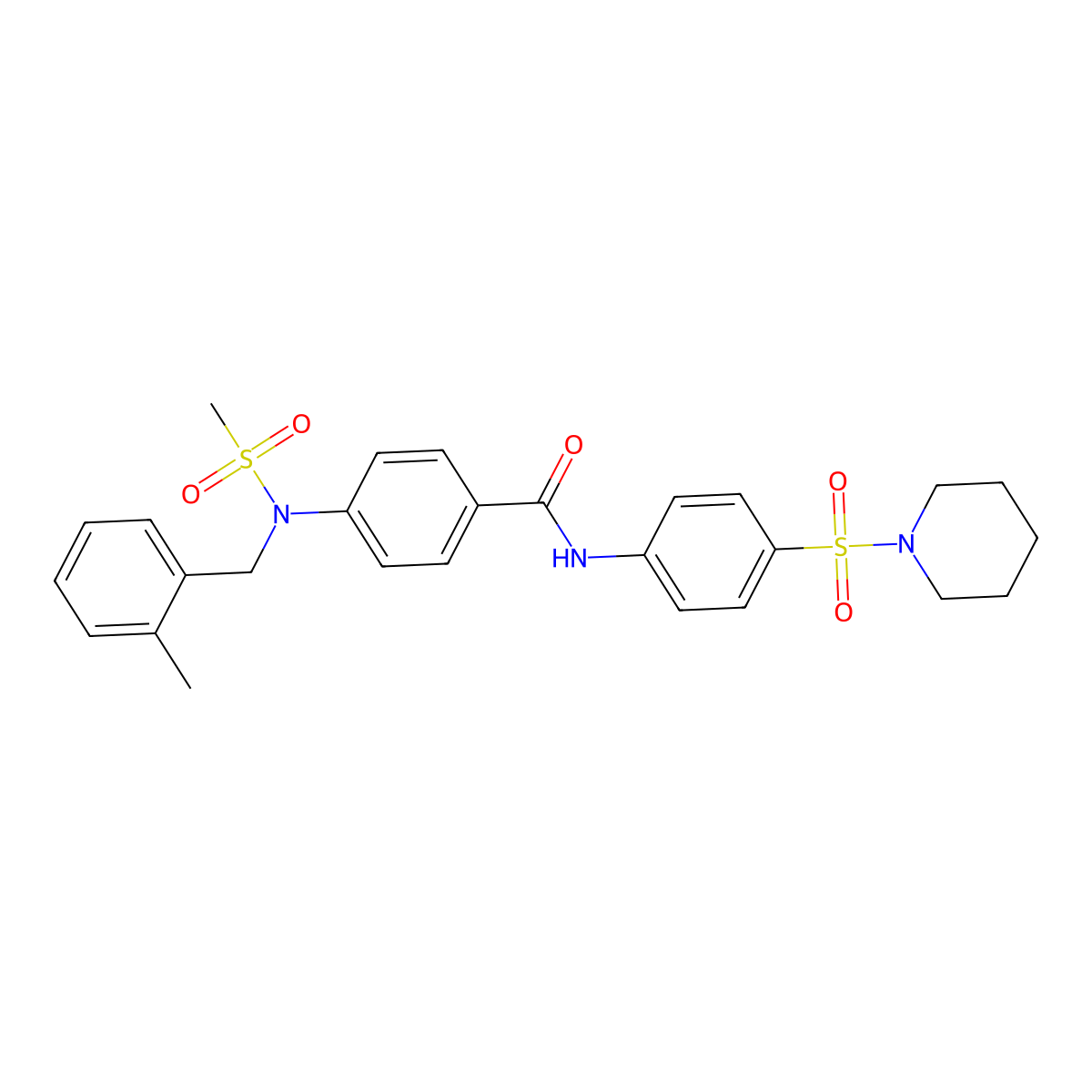 4-[(2-methylbenzyl)(methylsulfonyl)amino]-N-[4-(piperidin-1-ylsulfonyl)phenyl]benzamide molecular structure, CAS 694498-56-1