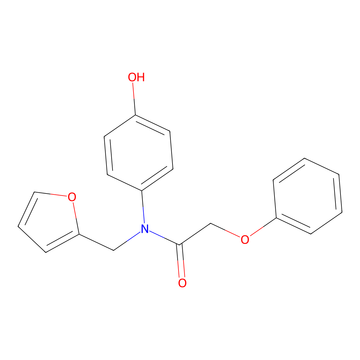 N-(furan-2-ylmethyl)-N-(4-hydroxyphenyl)-2-phenoxyacetamide molecular structure, CAS 694498-97-0