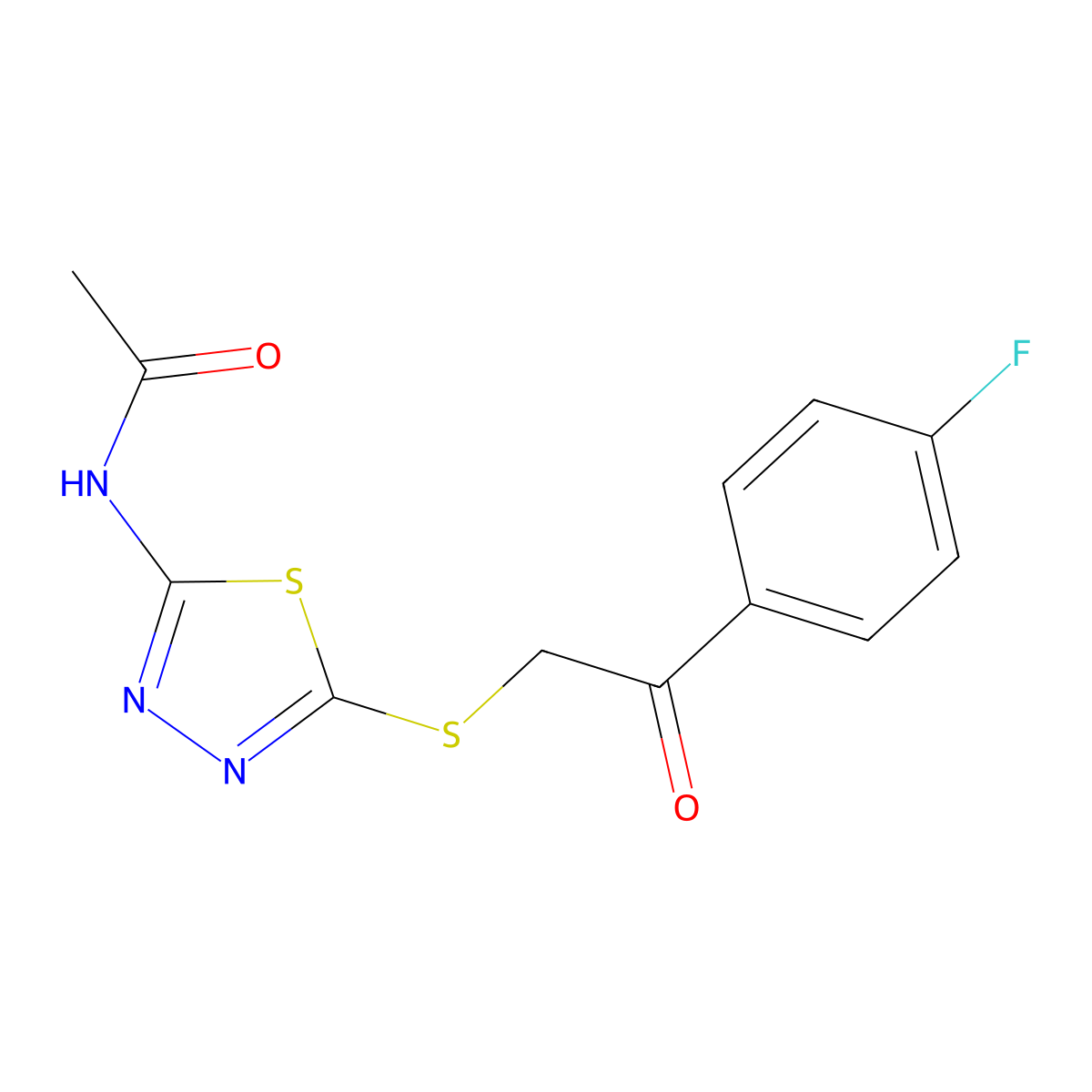 N-(5-{[2-(4-fluorophenyl)-2-oxoethyl]sulfanyl}-1,3,4-thiadiazol-2-yl)acetamide molecular structure, CAS 694499-00-8