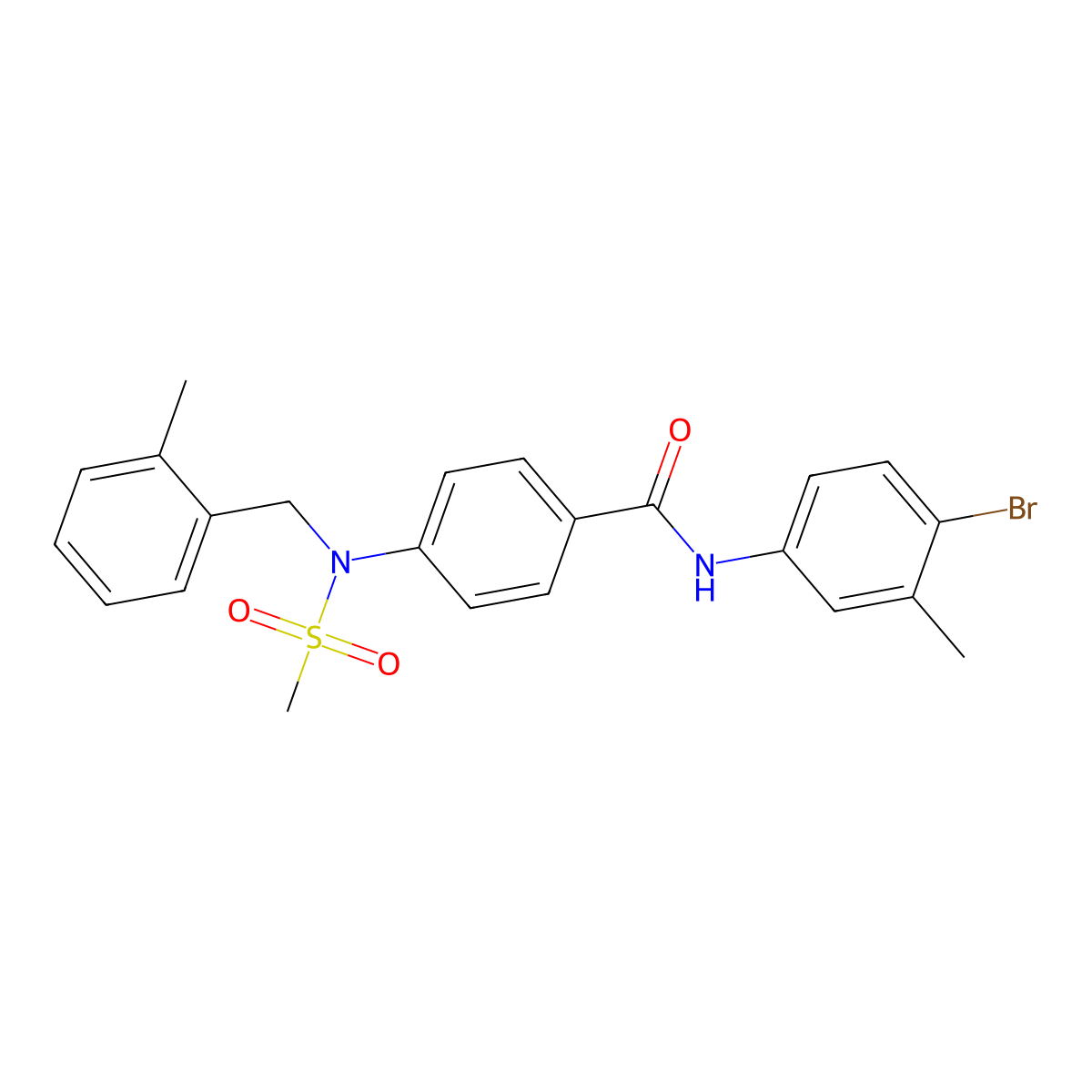N-(4-bromo-3-methylphenyl)-4-[(2-methylbenzyl)(methylsulfonyl)amino]benzamide molecular structure, CAS 694499-13-3