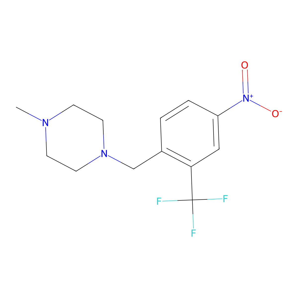 1-Methyl-4-(4-nitro-2-(trifluoromethyl)benzyl)piperazine molecular structure, CAS 694499-24-6