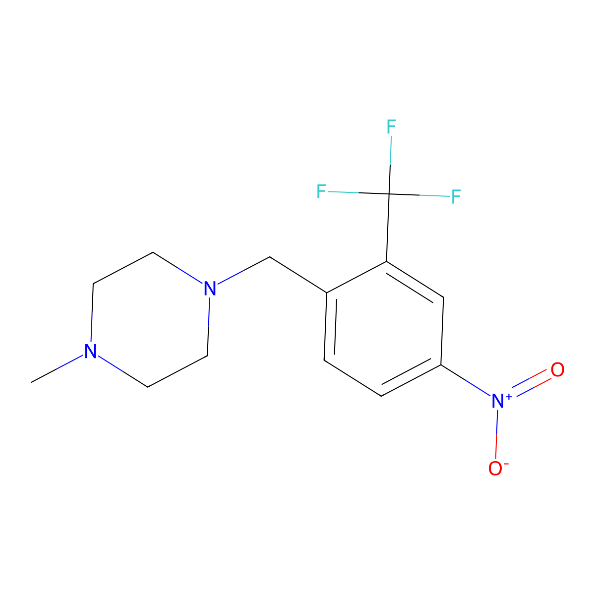 1-Methyl-4-(4-nitro-2-(trifluoromethyl)benzyl)piperazine molecular structure, CAS 694499-24-6