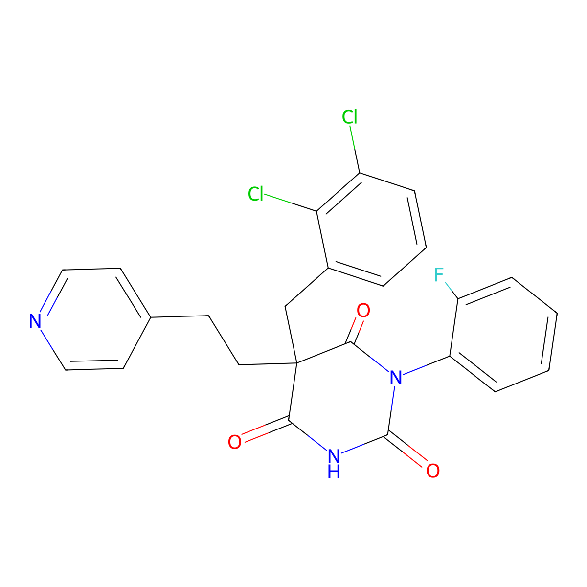 5-[(2,3-Dichlorophenyl)methyl]-1-(2-fluorophenyl)-5-(2-pyridin-4-ylethyl)-1,3-diazinane-2,4,6-trione molecular structure, CAS 694499-25-7