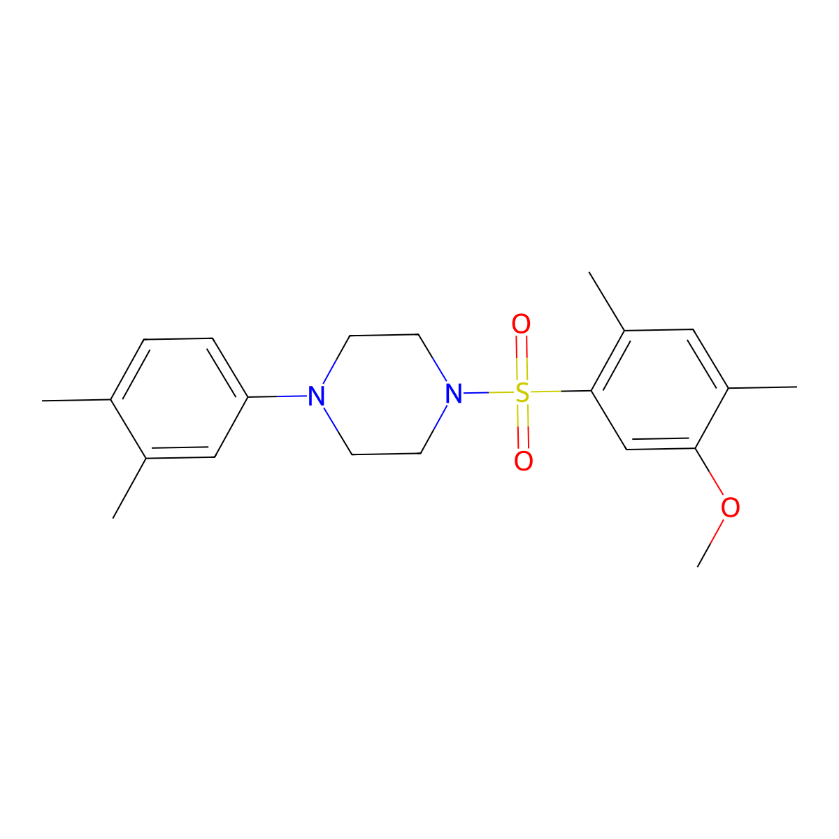 1-(3,4-Dimethylphenyl)-4-(5-methoxy-2,4-dimethylbenzenesulfonyl)piperazine molecular structure, CAS 694499-29-1