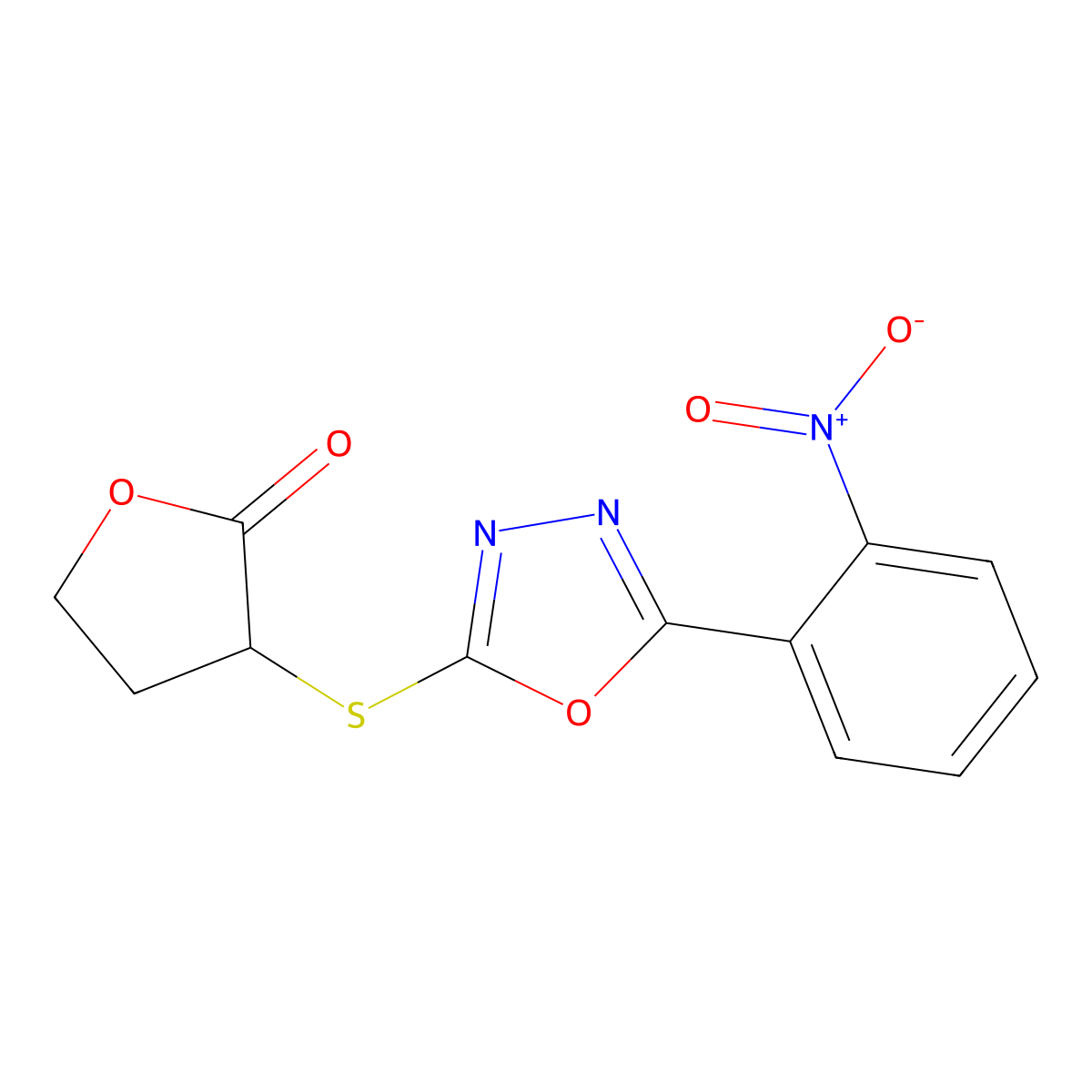 3-[[5-(2-Nitrophenyl)-1,3,4-oxadiazol-2-yl]sulfanyl]oxolan-2-one molecular structure, CAS 694499-52-0