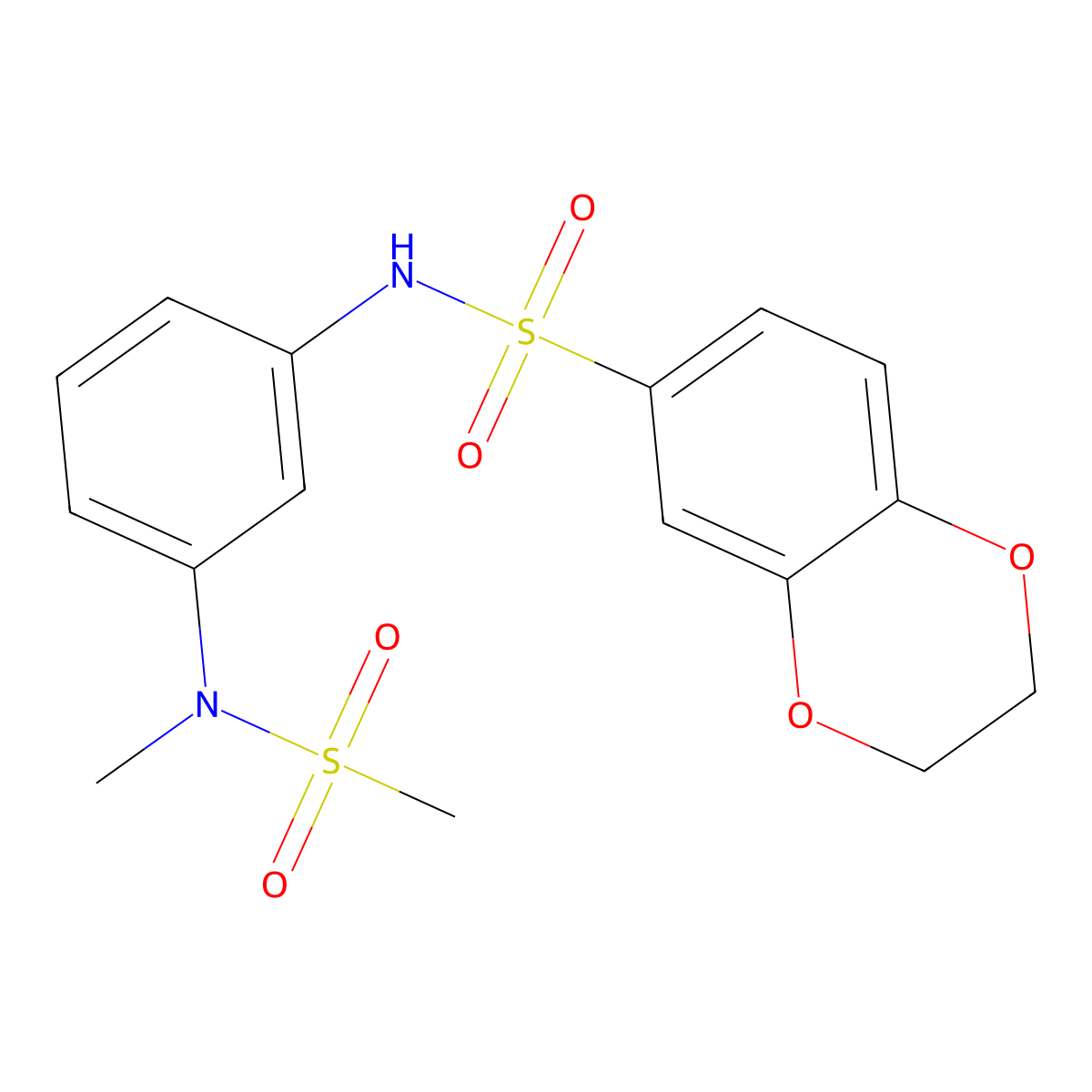 N-[3-[methyl(methylsulfonyl)amino]phenyl]-2,3-dihydro-1,4-benzodioxine-6-sulfonamide molecular structure, CAS 694499-53-1