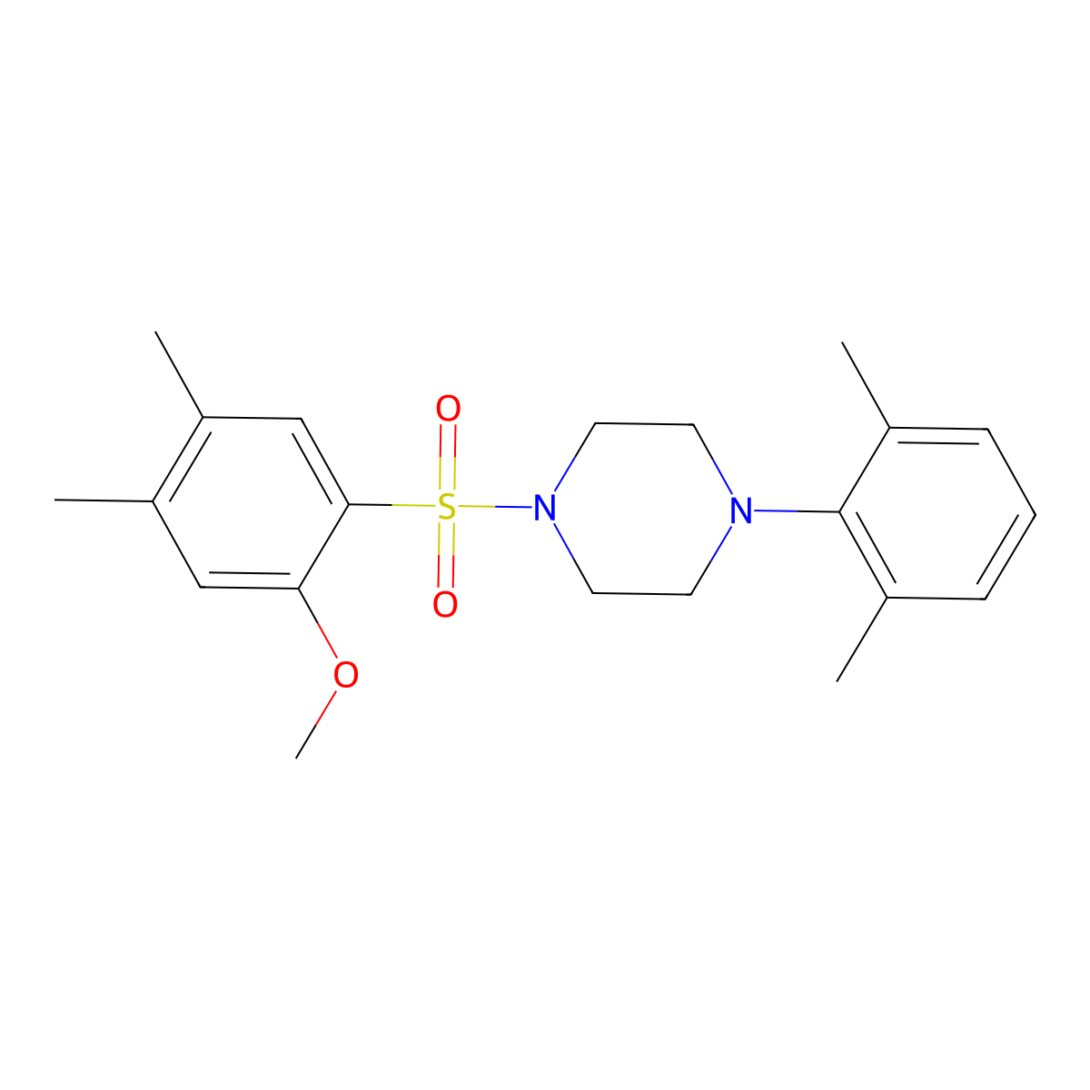 1-(2,6-Dimethylphenyl)-4-((2-methoxy-4,5-dimethylphenyl)sulfonyl)piperazine molecular structure, CAS 694499-62-2