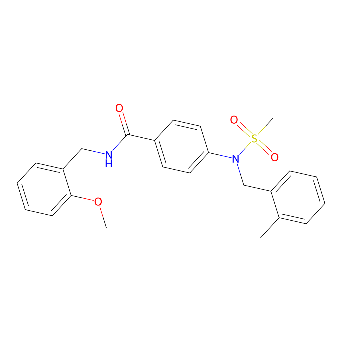 N-(2-methoxybenzyl)-4-[(2-methylbenzyl)(methylsulfonyl)amino]benzamide molecular structure, CAS 694499-66-6