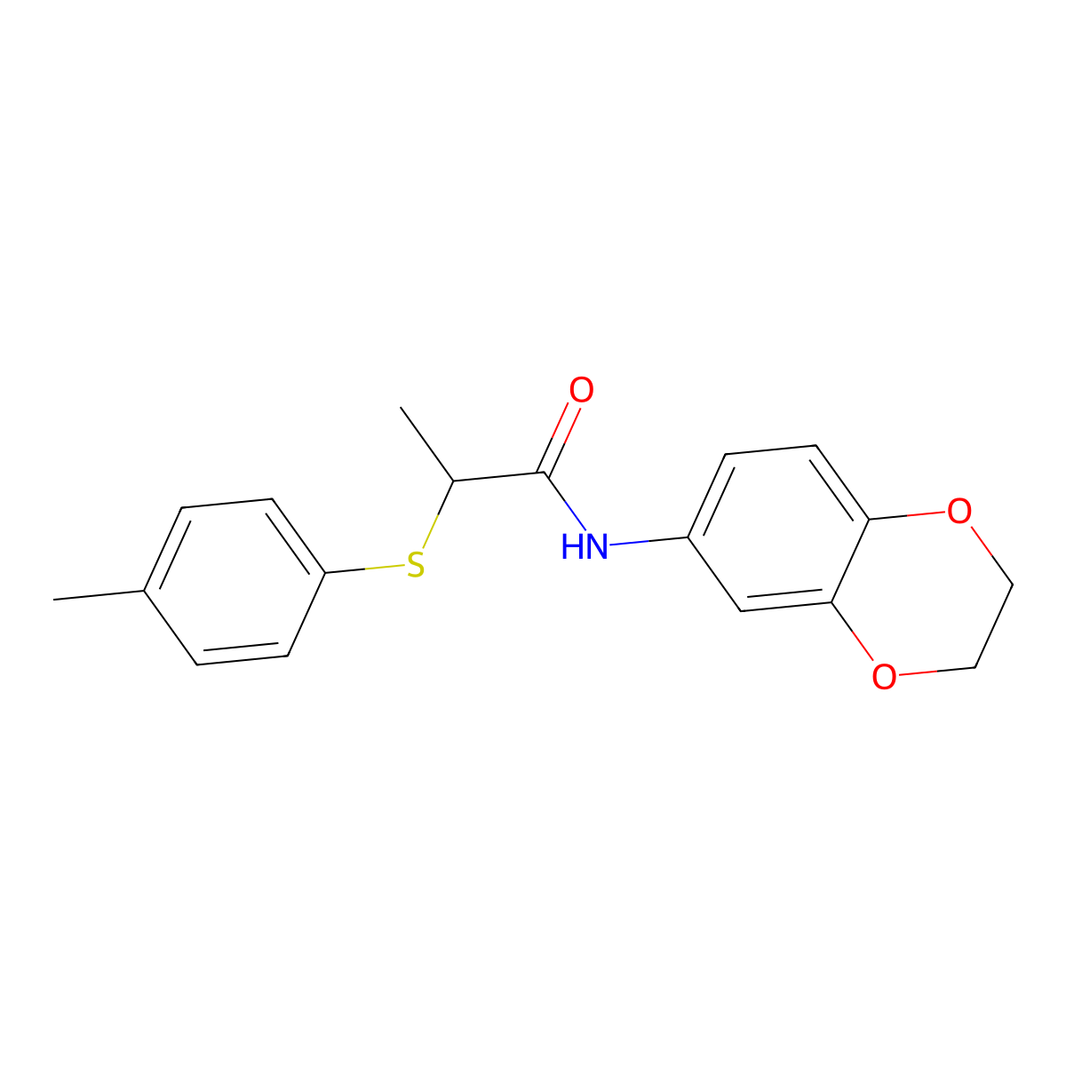 N-(2,3-dihydro-1,4-benzodioxin-6-yl)-2-(4-methylphenyl)sulfanylpropanamide molecular structure, CAS 694499-68-8