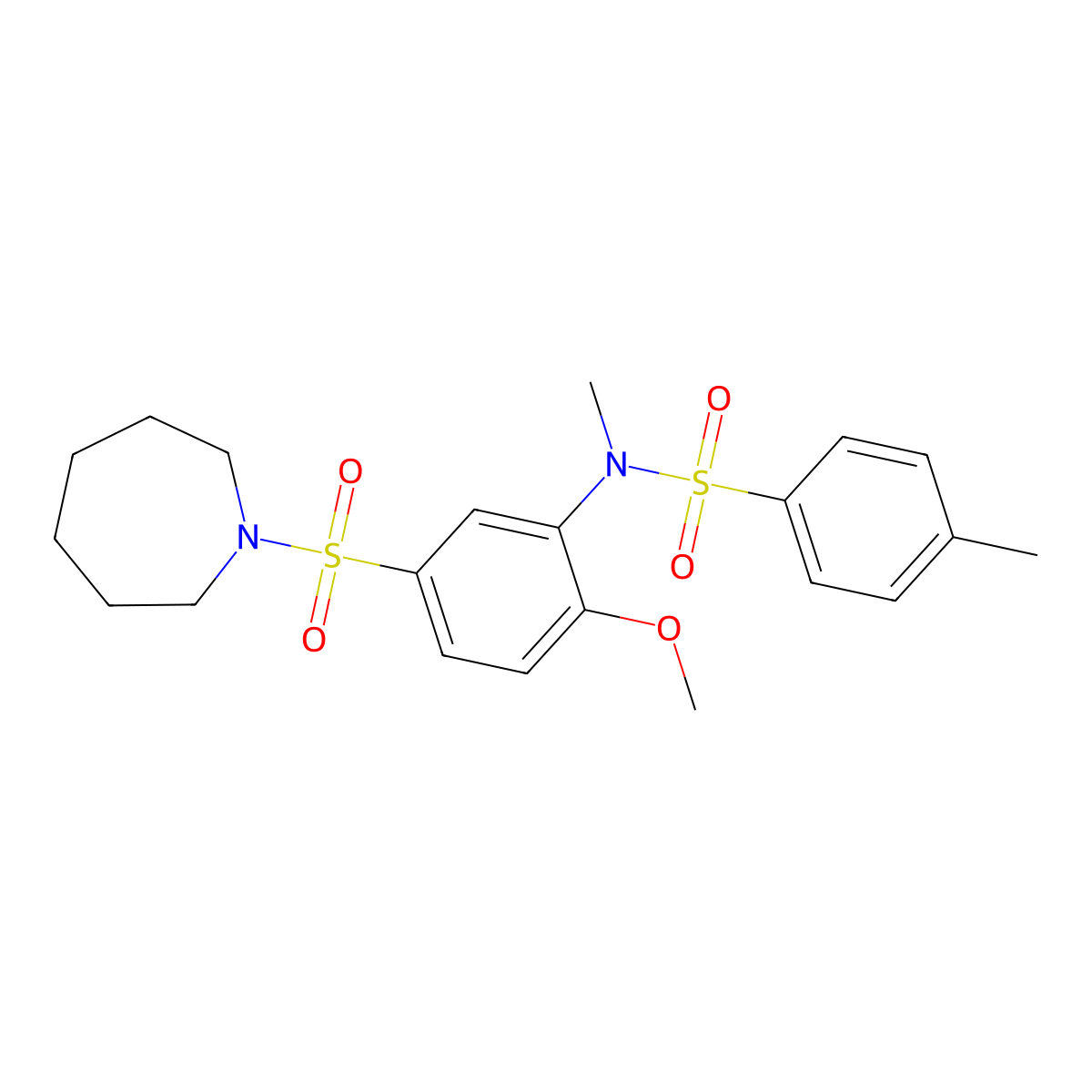 N-[5-(1-azepanylsulfonyl)-2-methoxyphenyl]-N,4-dimethylbenzenesulfonamide molecular structure, CAS 694499-70-2