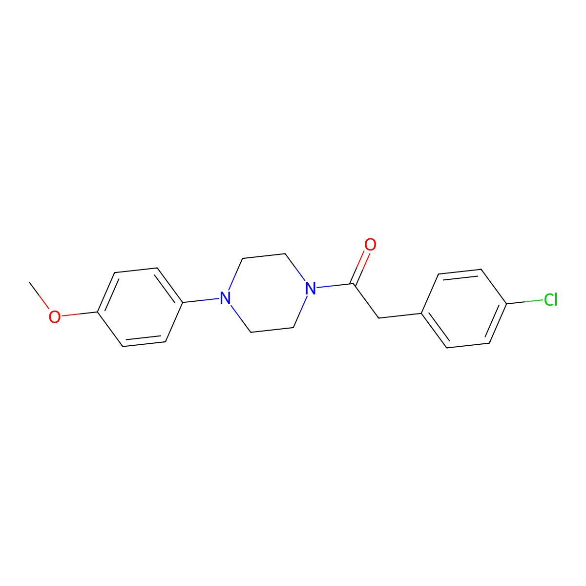 2-(4-Chlorophenyl)-1-[4-(4-methoxyphenyl)piperazin-1-yl]ethanone molecular structure, CAS 694499-74-6