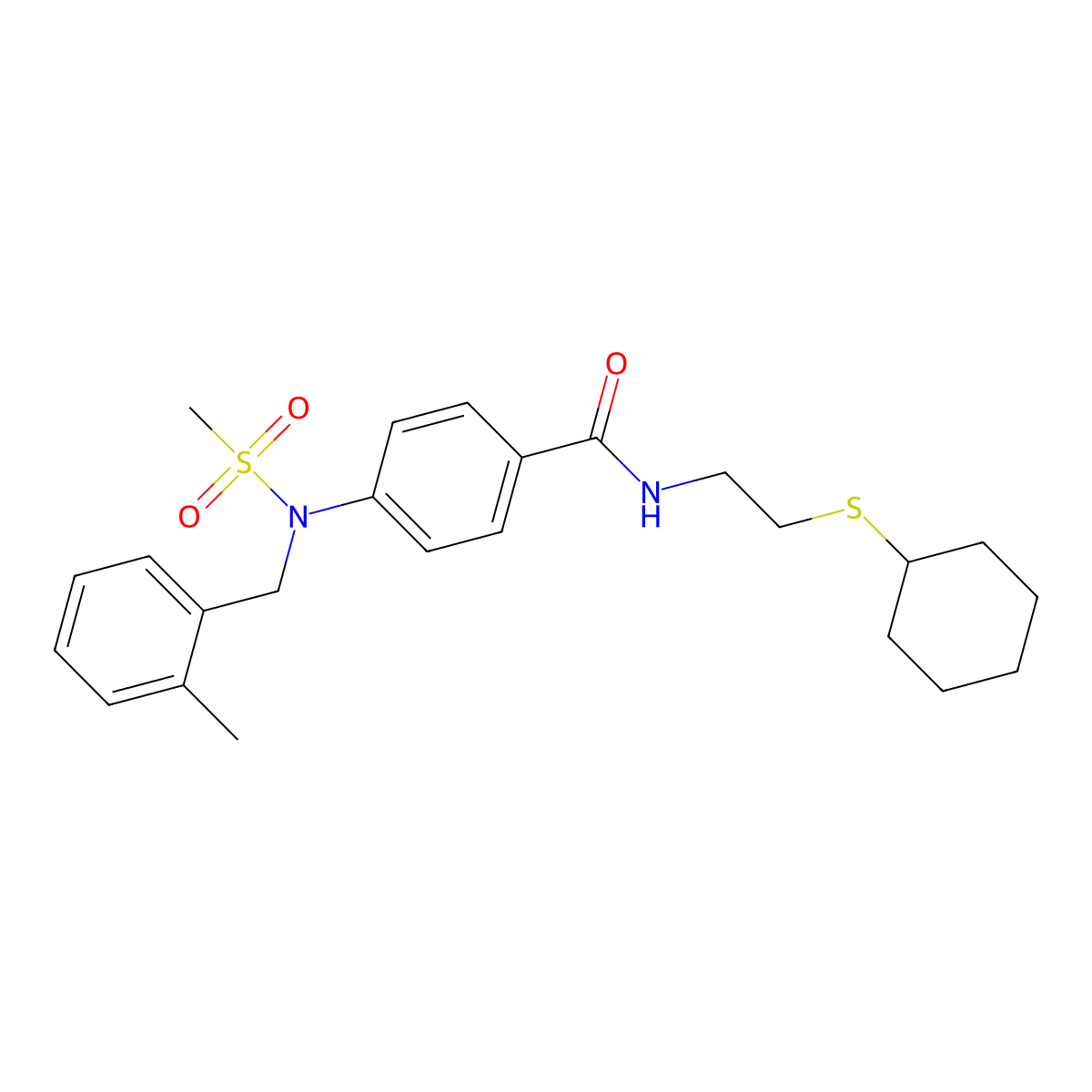 N-(2-cyclohexylsulfanylethyl)-4-[(2-methylphenyl)methyl-methylsulfonylamino]benzamide molecular structure, CAS 694499-78-0