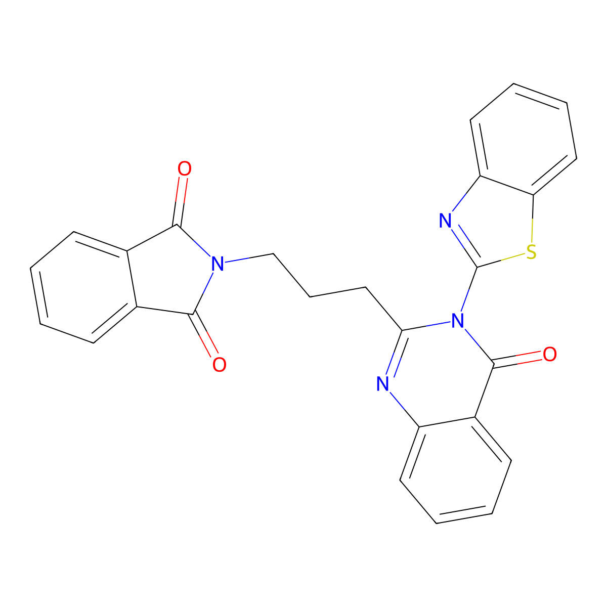 2-[3-[3-(1,3-Benzothiazol-2-yl)-4-oxoquinazolin-2-yl]propyl]isoindole-1,3-dione molecular structure, CAS 694499-80-4