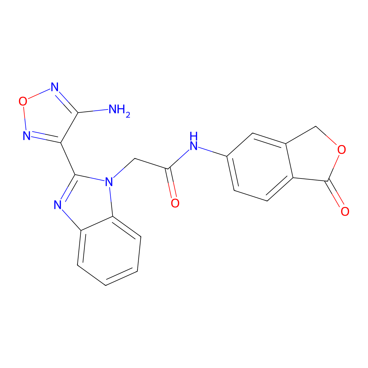 2-[2-(4-amino-1,2,5-oxadiazol-3-yl)benzimidazol-1-yl]-N-(1-oxo-3H-2-benzofuran-5-yl)acetamide molecular structure, CAS 694499-85-9