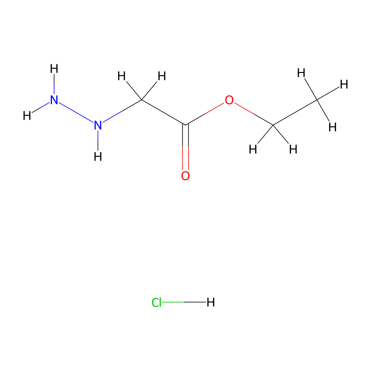 Acetic acid, 2-hydrazinyl-, ethyl ester, hydrochloride (1:1) molecular structure, CAS 6945-92-2
