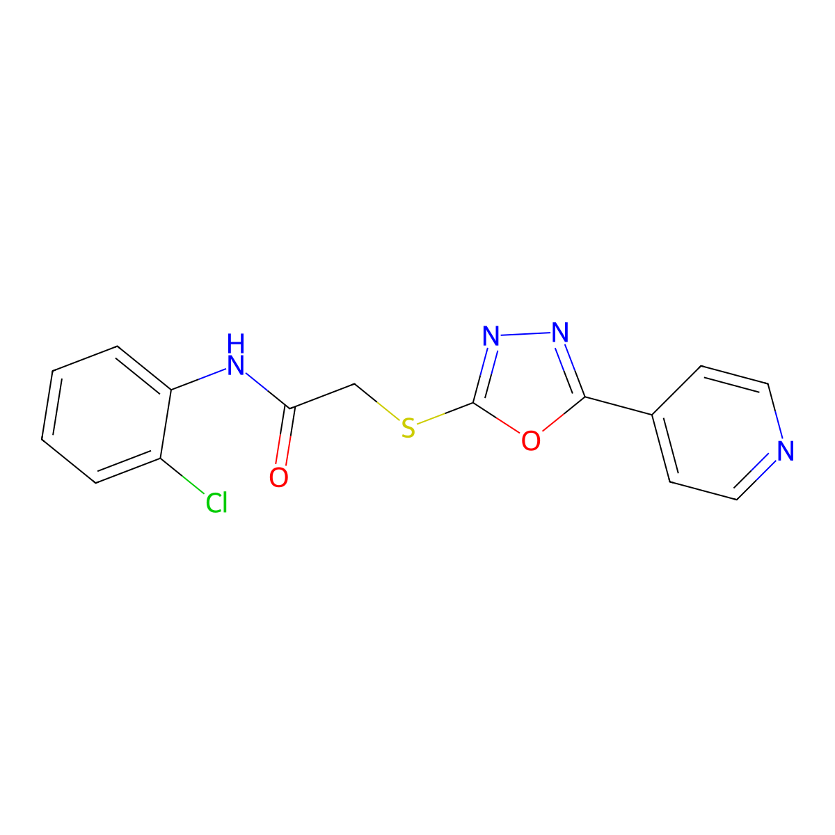 N-(2-chlorophenyl)-2-{[5-(pyridin-4-yl)-1,3,4-oxadiazol-2-yl]sulfanyl}acetamide molecular structure, CAS 694500-01-1