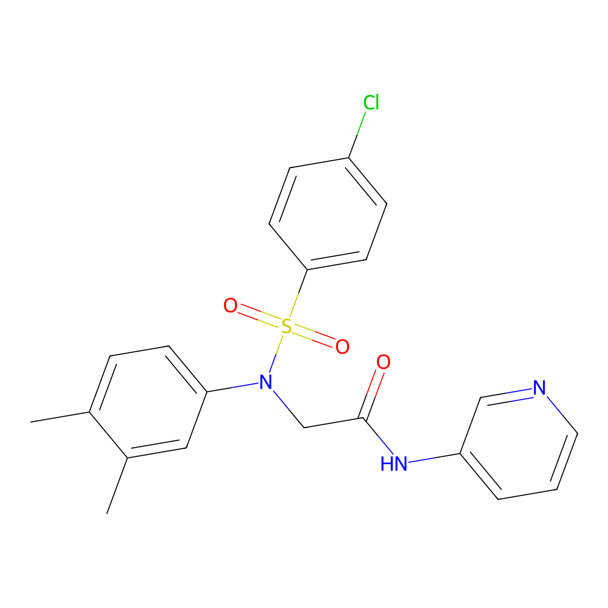2-(N-(4-chlorophenyl)sulfonyl-3,4-dimethylanilino)-N-pyridin-3-ylacetamide molecular structure, CAS 694500-15-7