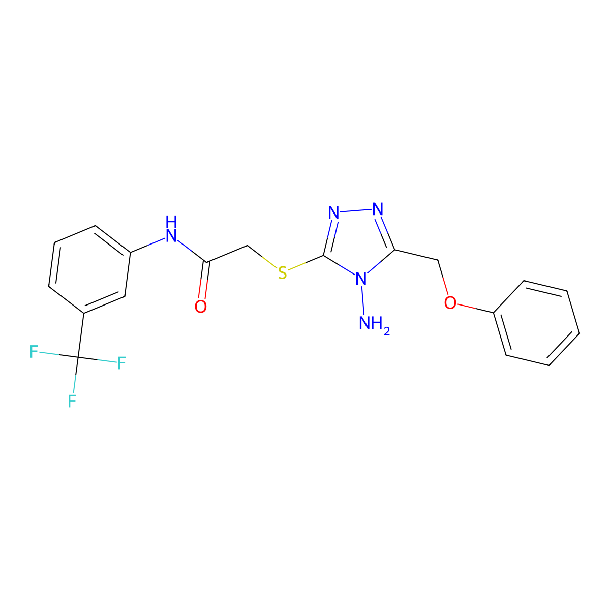 2-{[4-amino-5-(phenoxymethyl)-4H-1,2,4-triazol-3-yl]sulfanyl}-N-[3-(trifluoromethyl)phenyl]acetamide molecular structure, CAS 694500-19-1