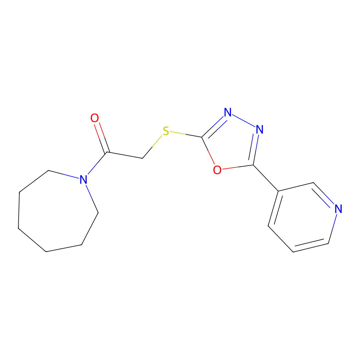 1-(Azepan-1-yl)-2-((5-(pyridin-3-yl)-1,3,4-oxadiazol-2-yl)thio)ethanone molecular structure, CAS 694500-28-2